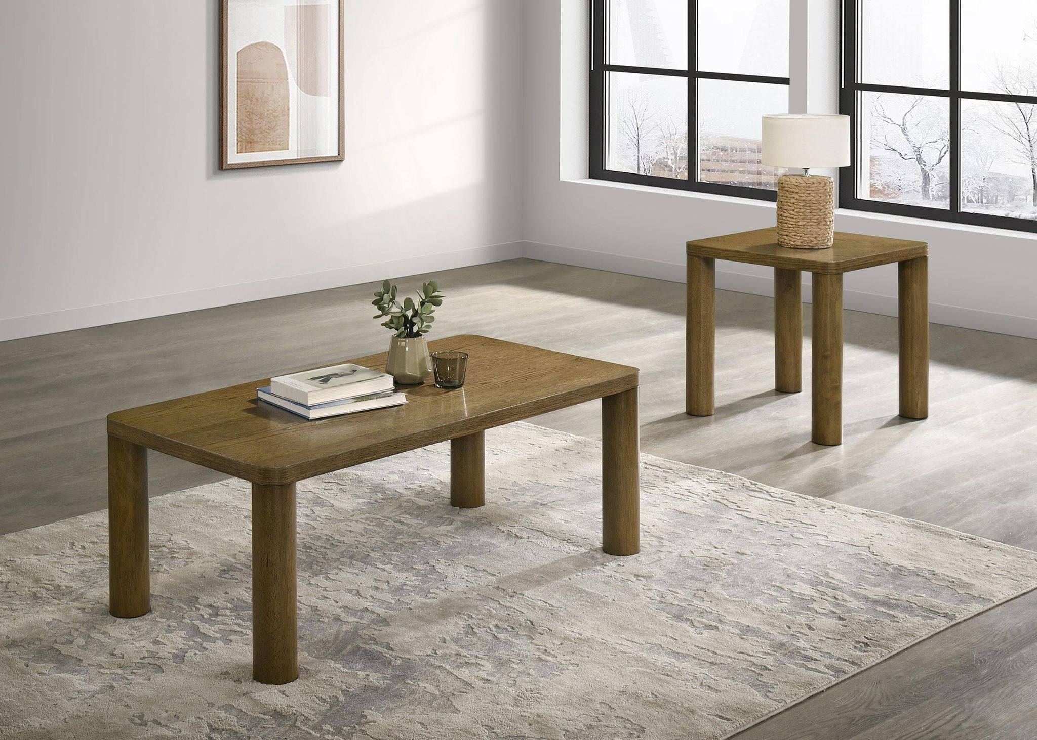 Castlewood Engineered Wood Accent Side End Table Brown Oak