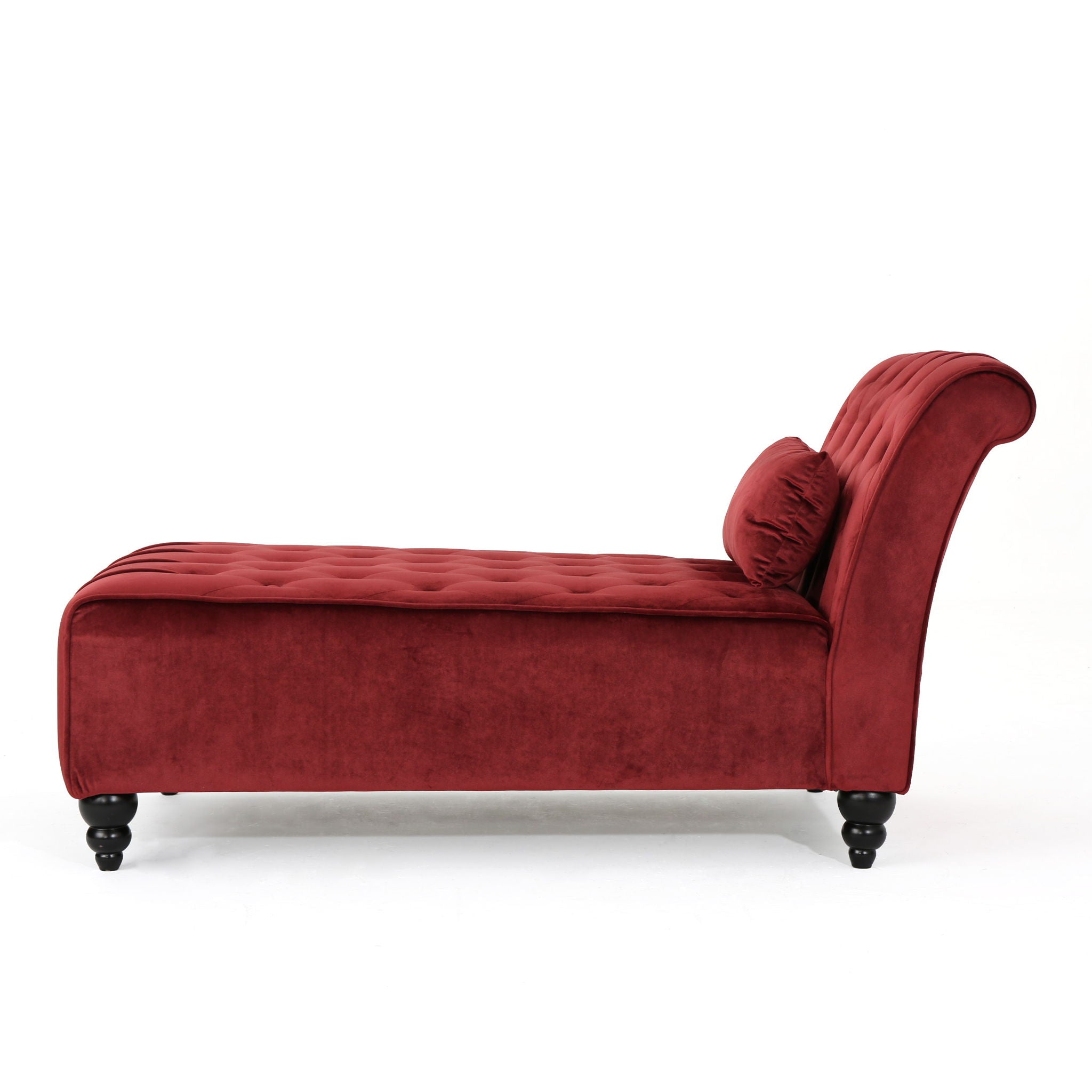 Ethereala - Upholstered Velvet Chaise Lounge With Button Tufted - Garnet