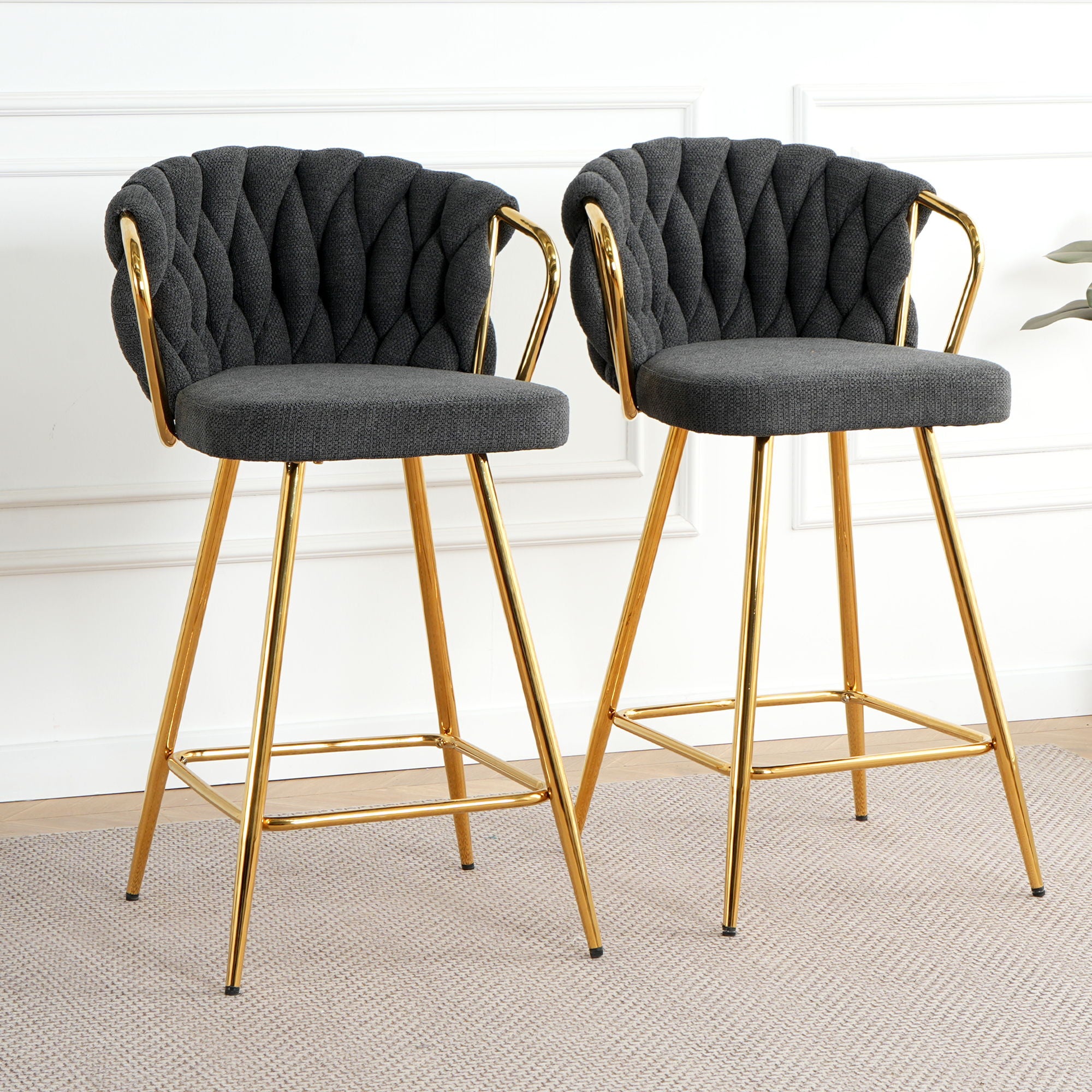 Modern Design High Stool With Plated Legs (Set of 2)