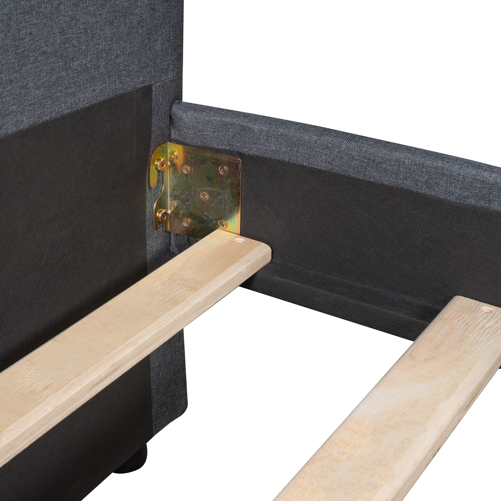 Twin Size Upholstered Daybed With Two Drawers, Slat Support - Gray