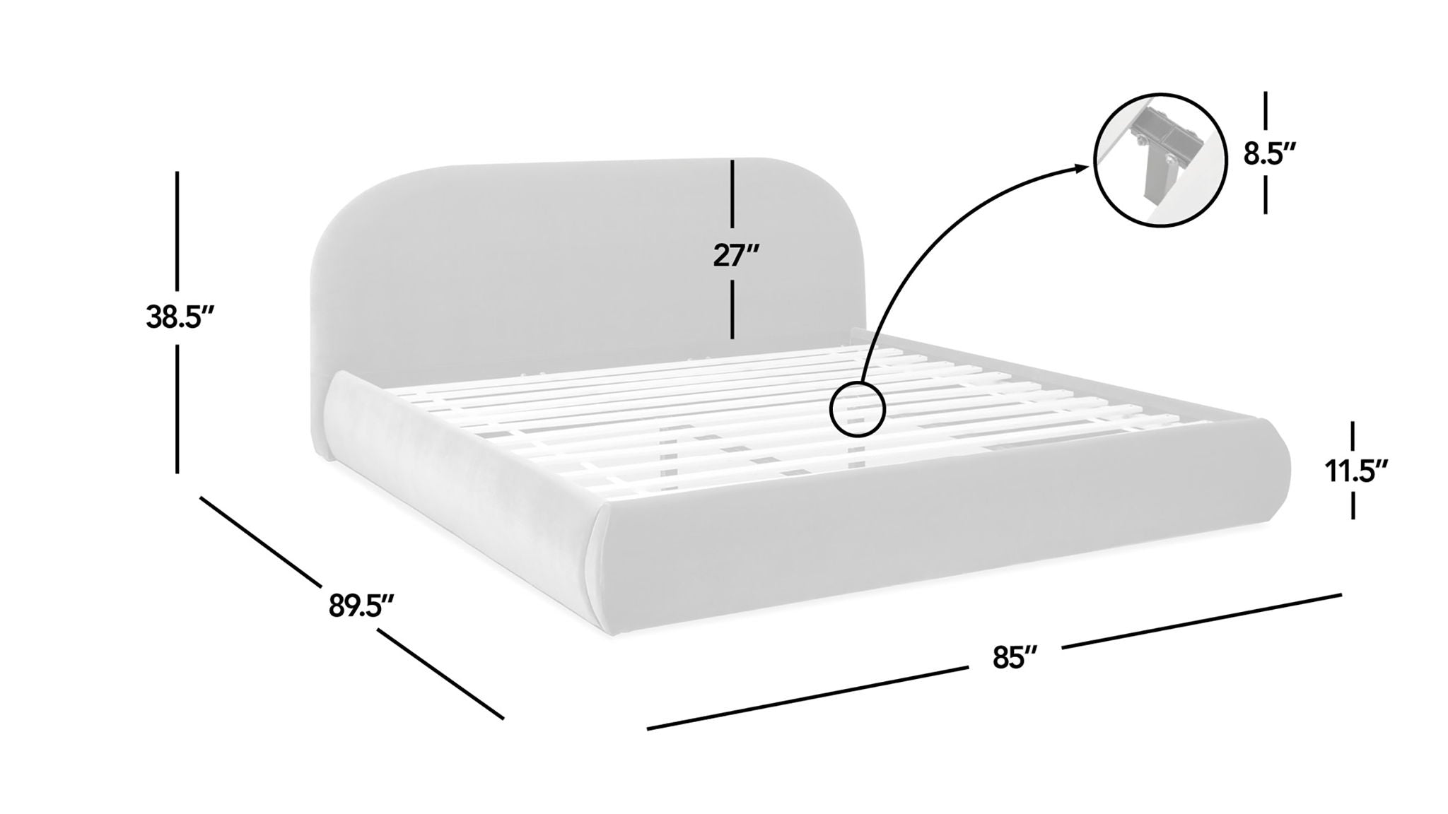 Archie Puffy Grounded - Upholstered Platform Bed