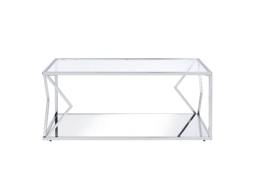 ACME Virtue - Coffee Table - Clear Glass & Chrome Finish | Meri Furniture