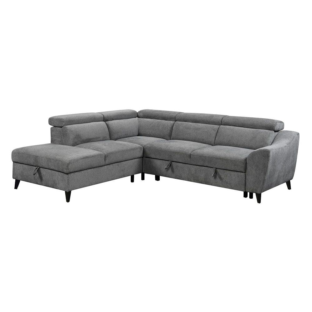 ACME Wrenley - Sectional Sofa With Sleeper & Storage - Gray | Meri Furniture