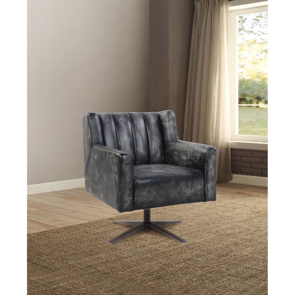 ACME Brancaster - Executive Office Chair - Vintage Black Top Grain Leather | Meri Furniture