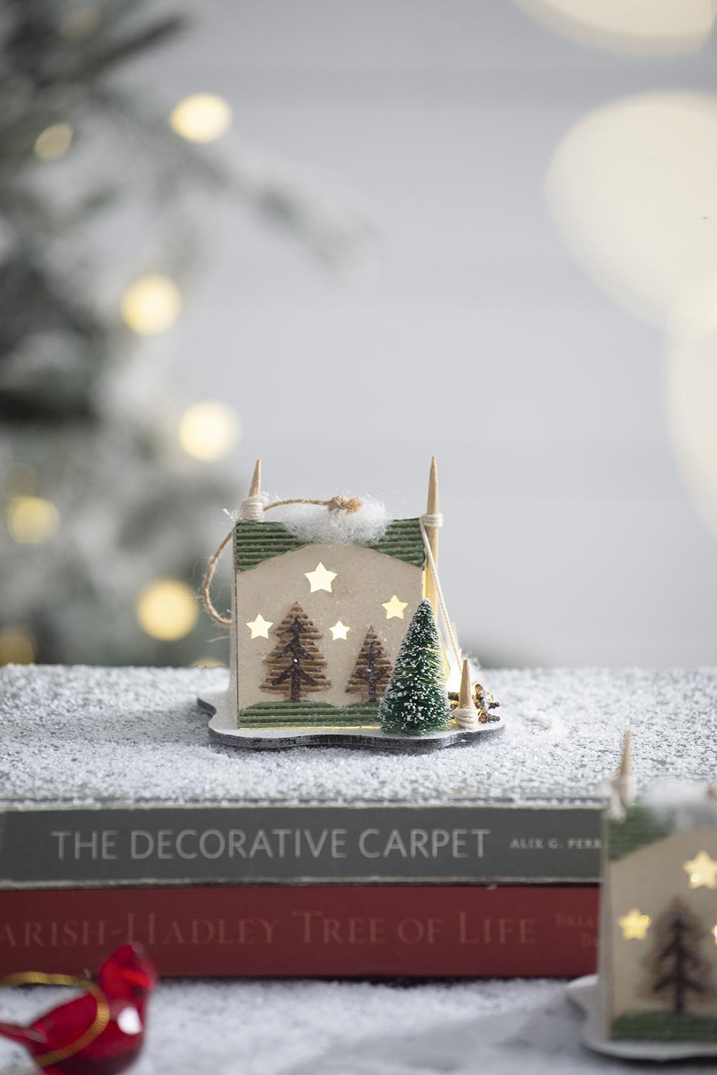 Cardboard Lited Tent Ornament Decorative Hanging Christmas Tree Ornaments For Holiday Party Decorations (Set of 6) - Multicolor