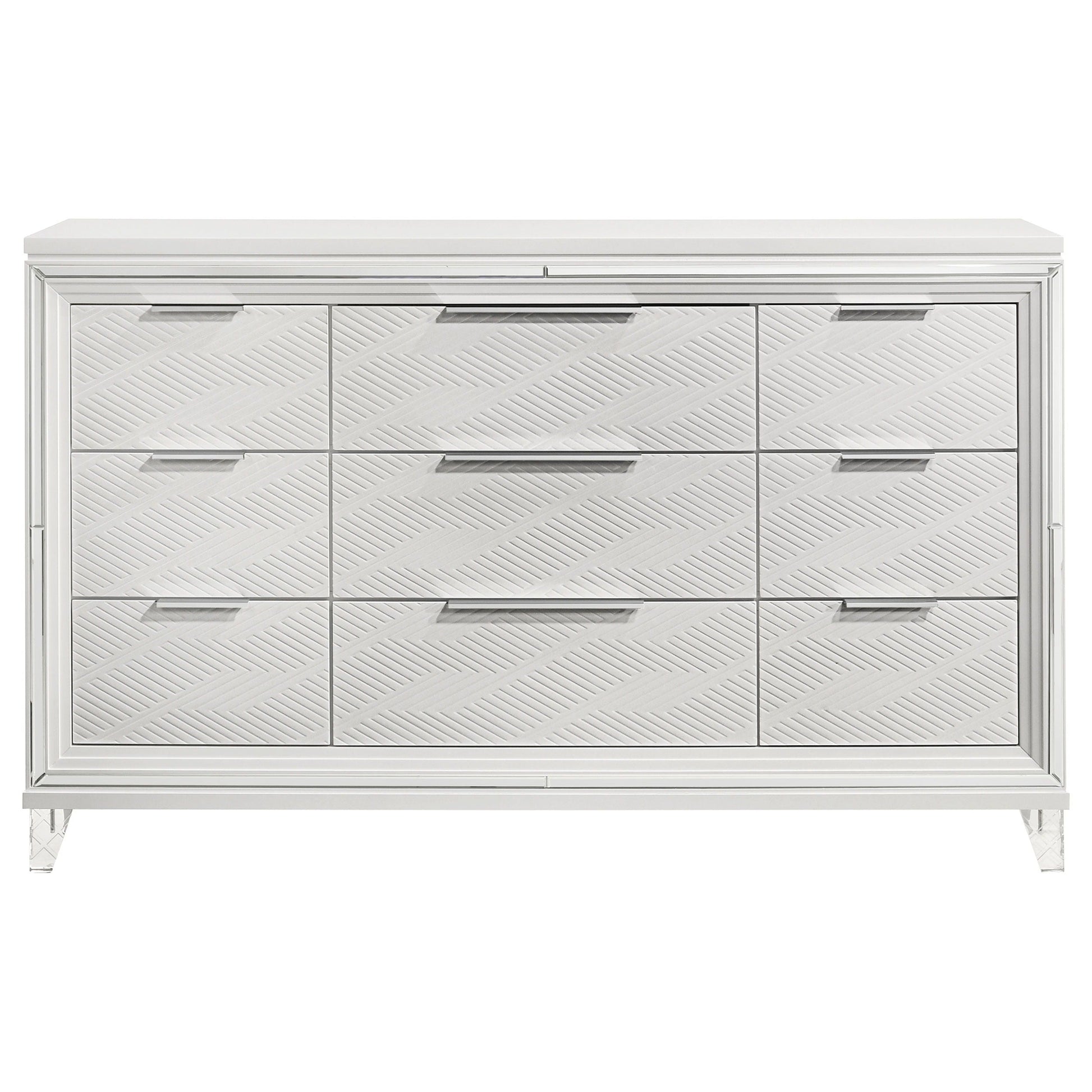 Coaster Fine Furniture Marmore - 9-Drawer Dresser Cabinet - White | Meri Furniture