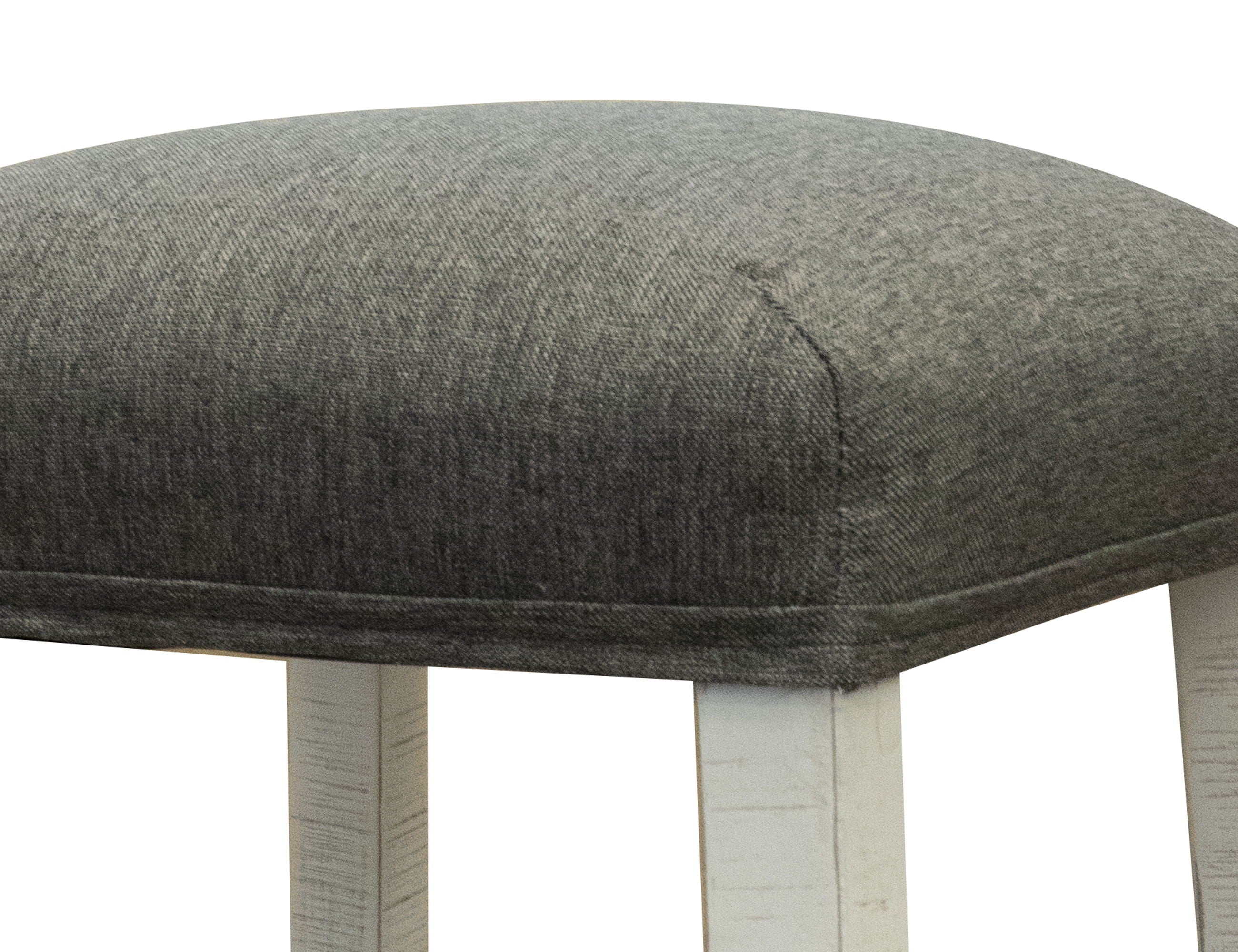 International Furniture Direct Stone - Stool With Fabric Seat - Antiqued Ivory / Weathered Gray | Meri Furniture