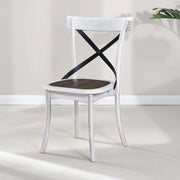 2 Pieces Set Dining Side Chair Rustic Modern Farmhouse Design Retro Design With Metal X Design - Antique Dark Oak / Antique White
