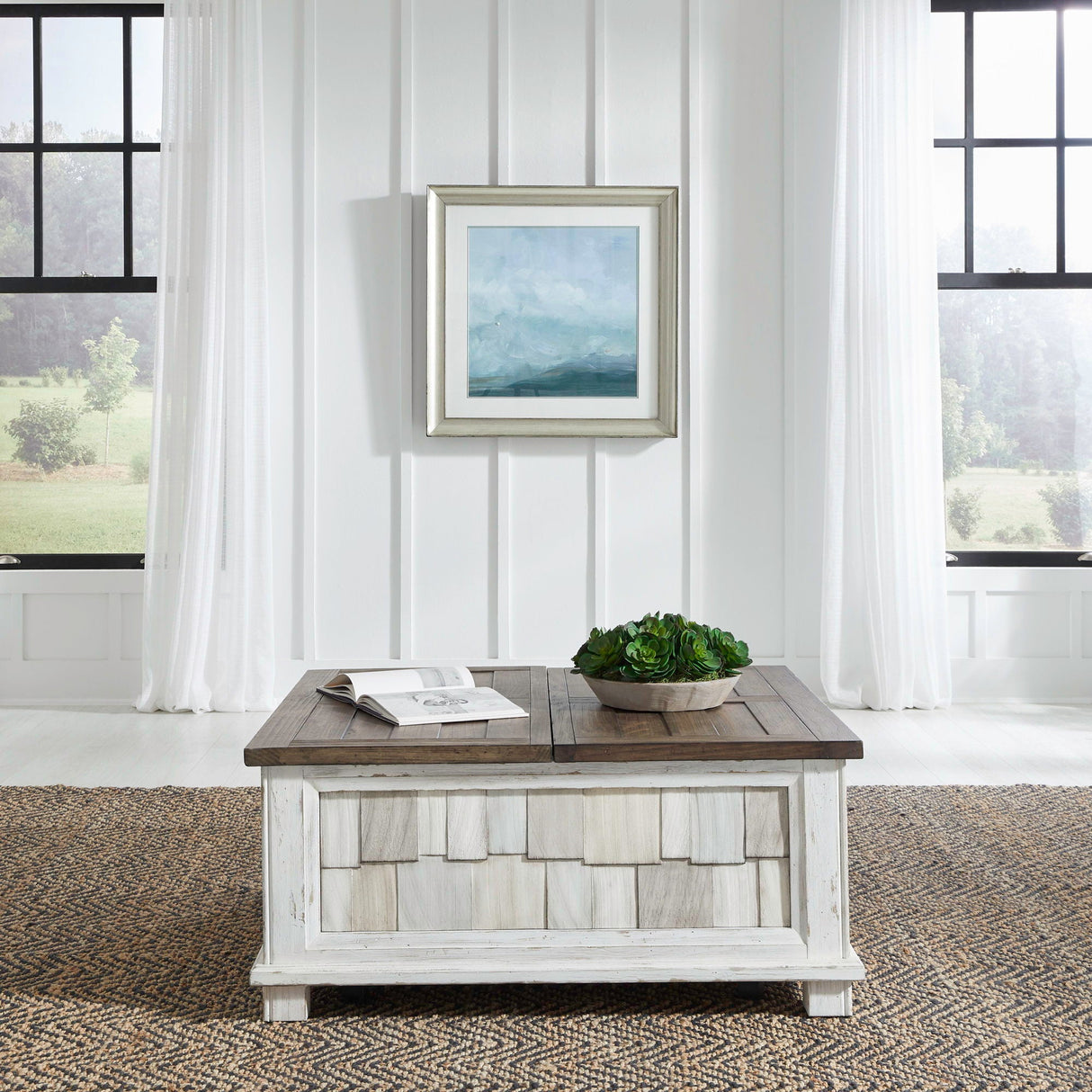 Liberty Furniture River Place - Lift Top Storage Cocktail Table - White | Meri Furniture