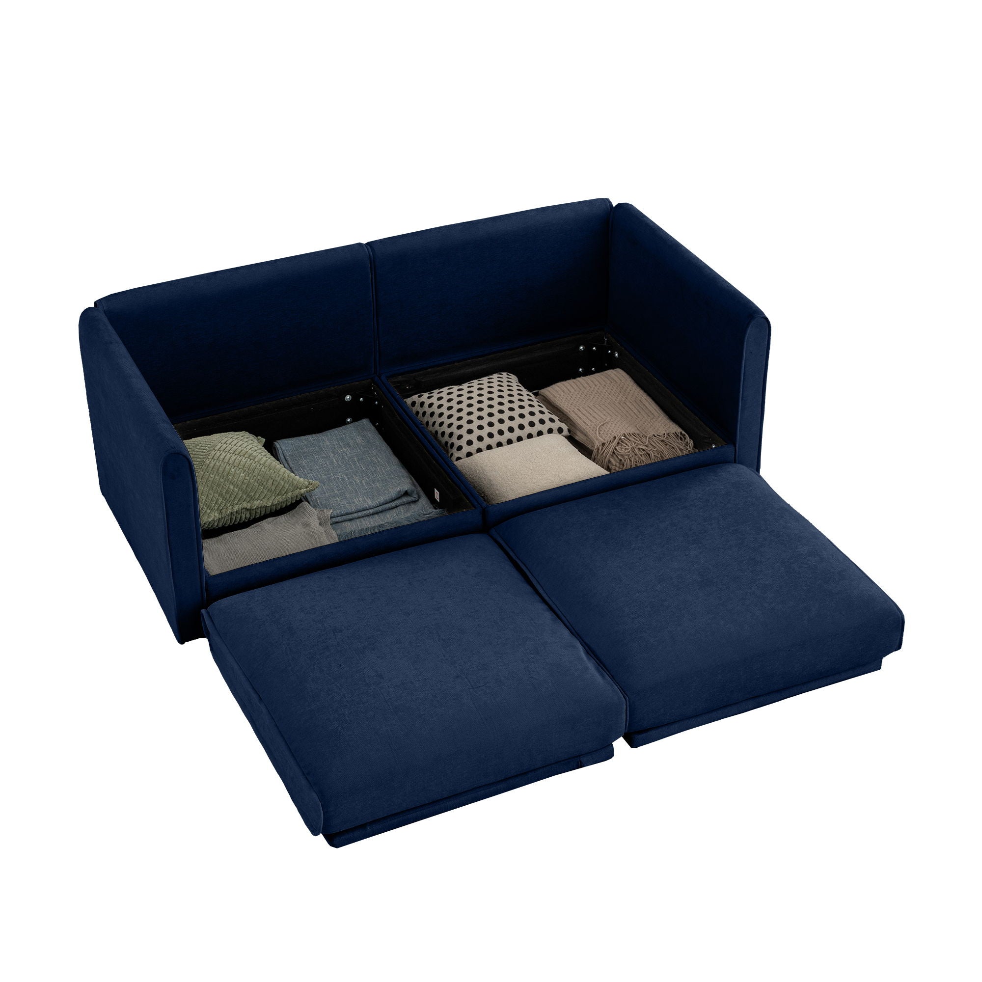 Stylish Chenille Sofa With Storage Seat And Cylindrical Backrest