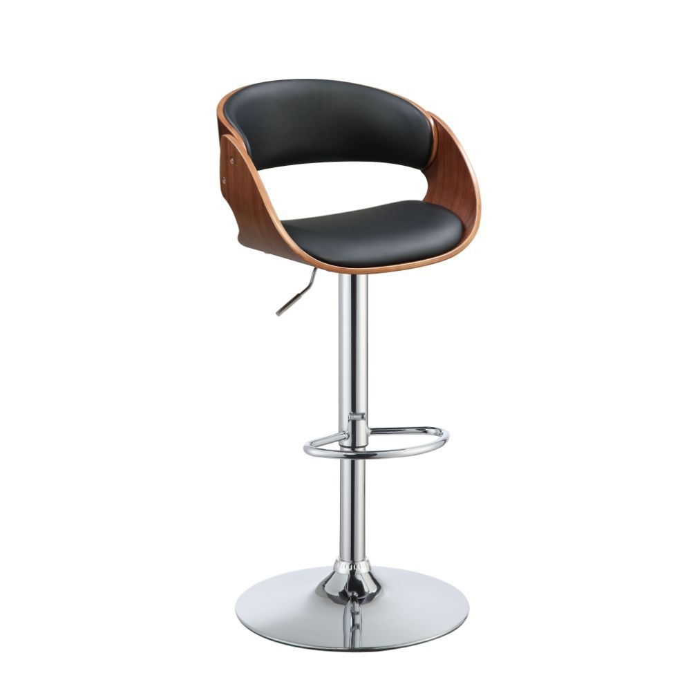 ACME Camila - Stool - Black PU & Walnut - 44" | Meri Furniture