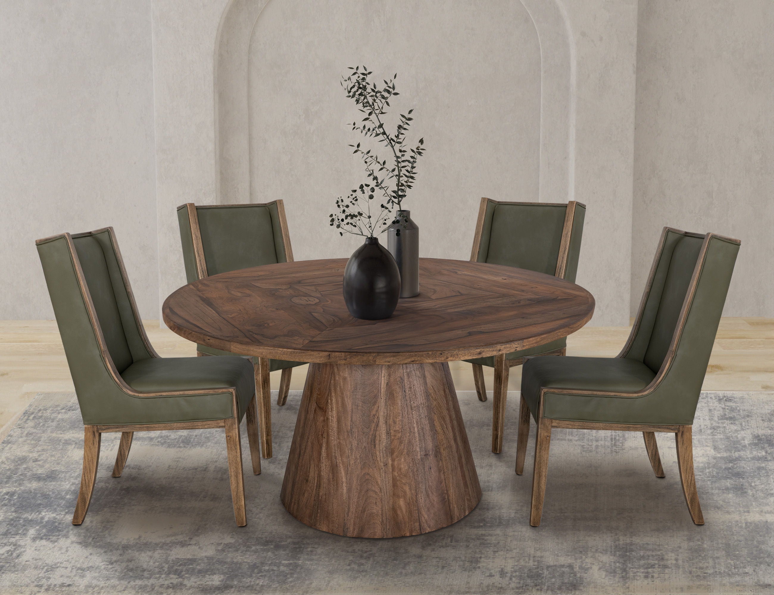 International Furniture Direct Balam - Round Dining Table - Light Brown | Meri Furniture