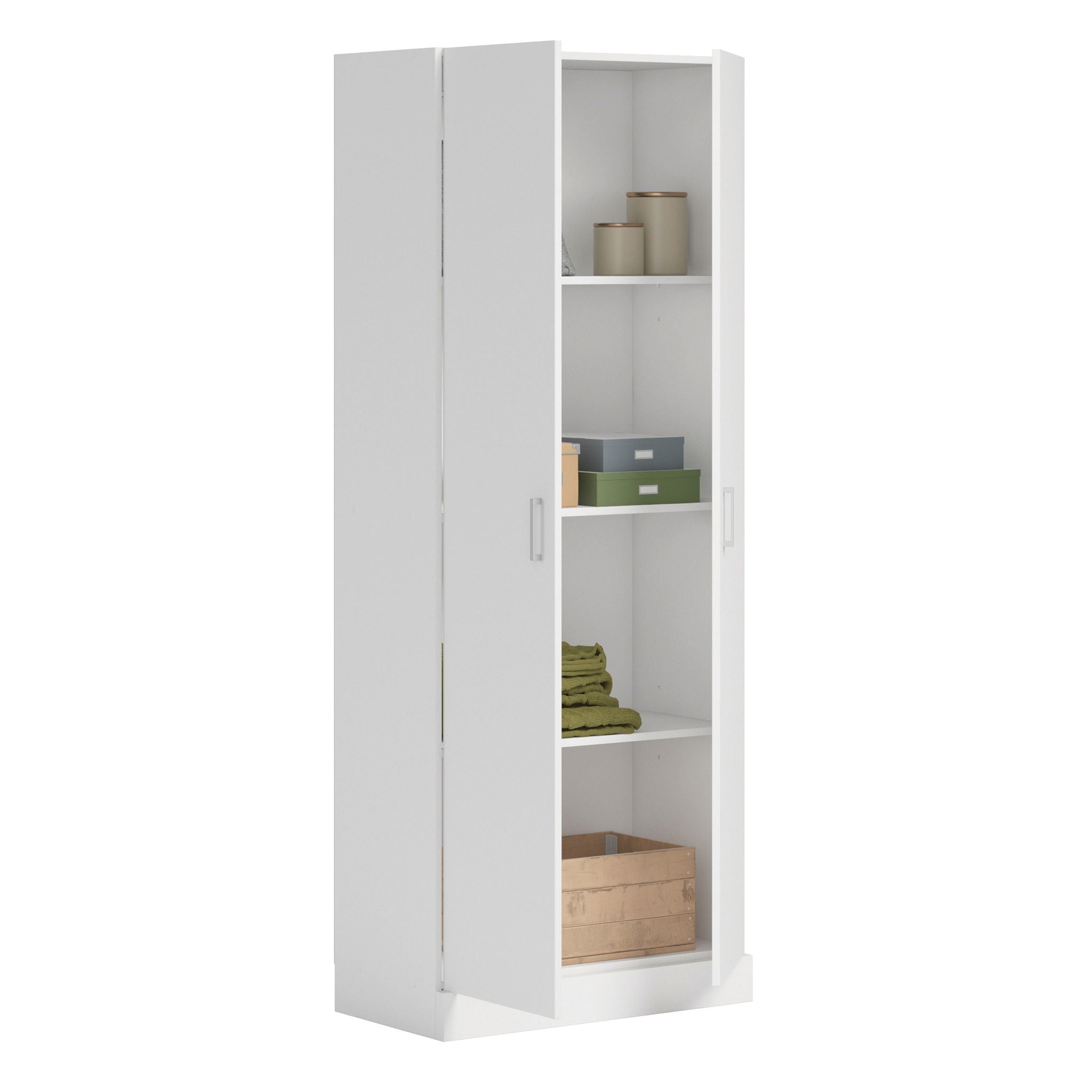 2-Door Contemporary Storage Cabinet in White