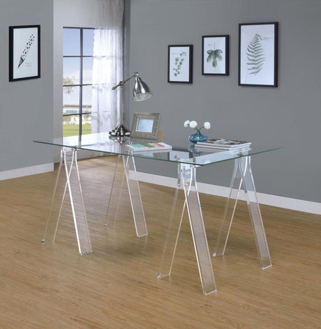 Amaturo - Glass Top Acrylic Writing Desk - Clear