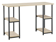 Signature Design by Ashley® Waylowe - Natural / Black - Home Office Desk - Double-Shelf Pedestal | Meri Furniture