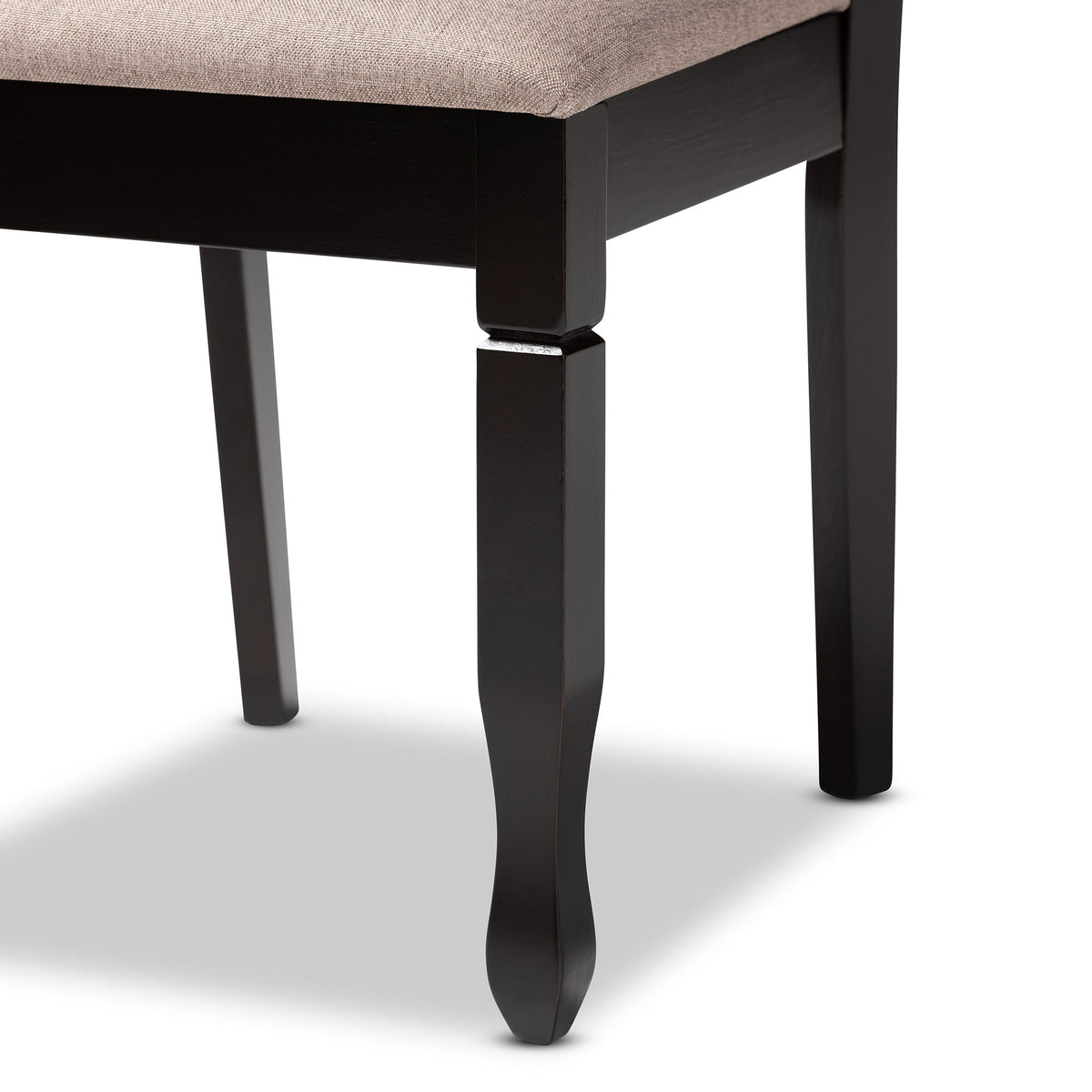 Lanier Modern and Contemporary Sand Fabric Upholstered Dark Brown Finished Wood 7-Piece Dining Set