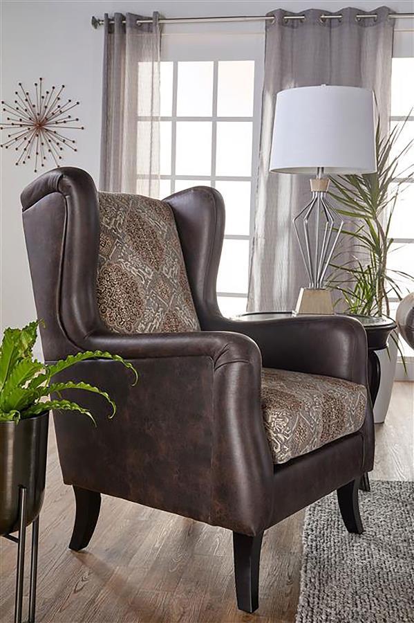 Coaster Fine Furniture Elmbrook - Upholstered Wingback Accent Club Chair - Brown | Meri Furniture