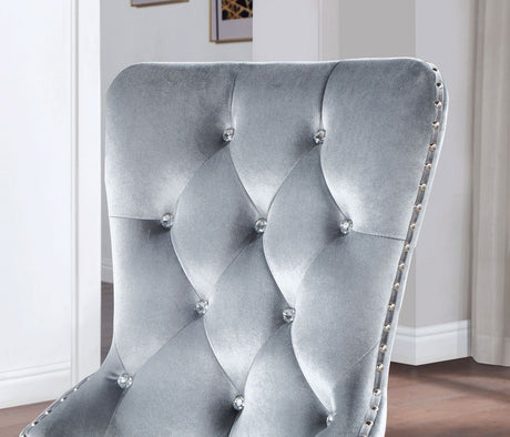 Adalia - Wingback Chair (Set of 2) - Silver / Dark Gray