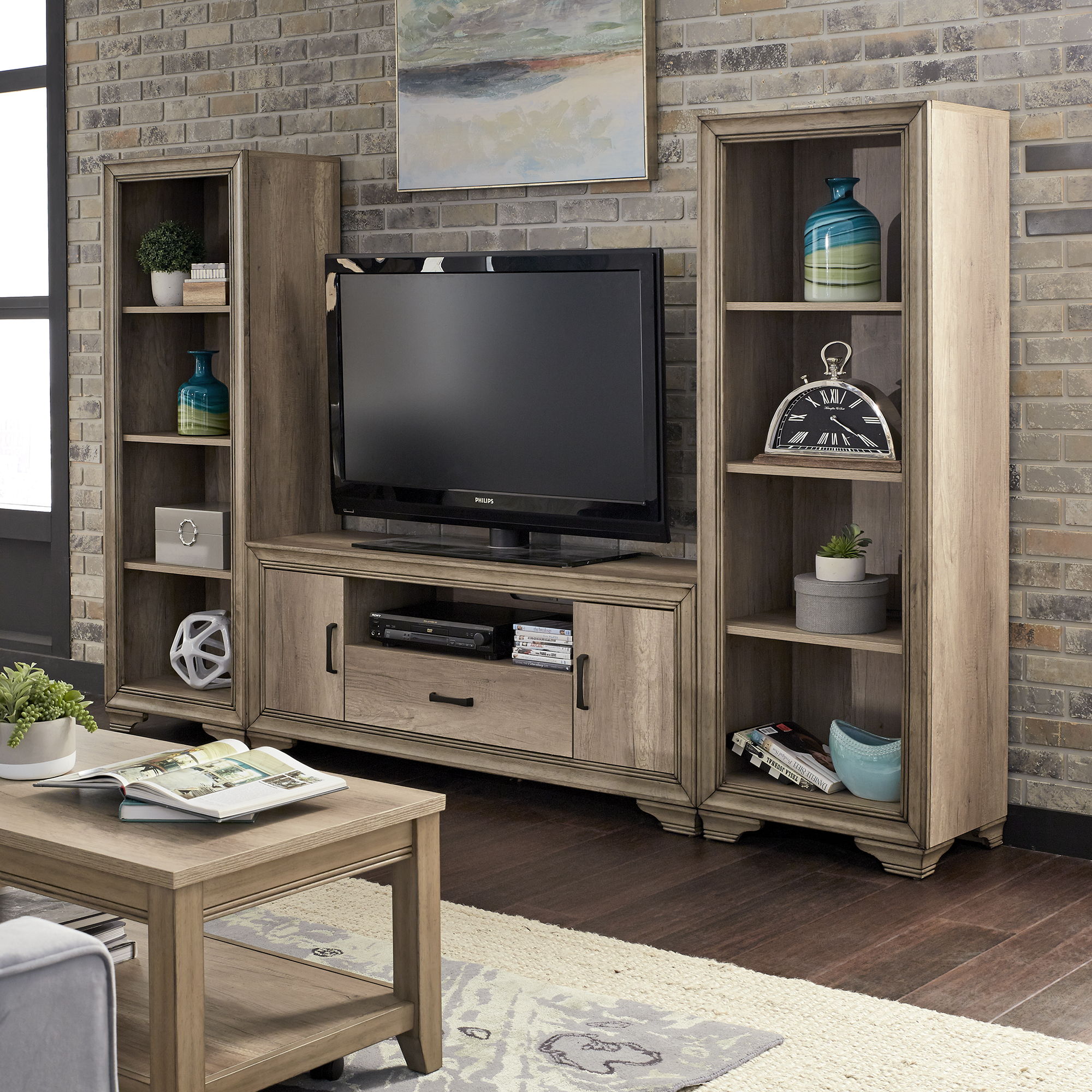 Liberty Furniture Sun Valley - Entertainment Center With Piers - Light Brown | Meri Furniture