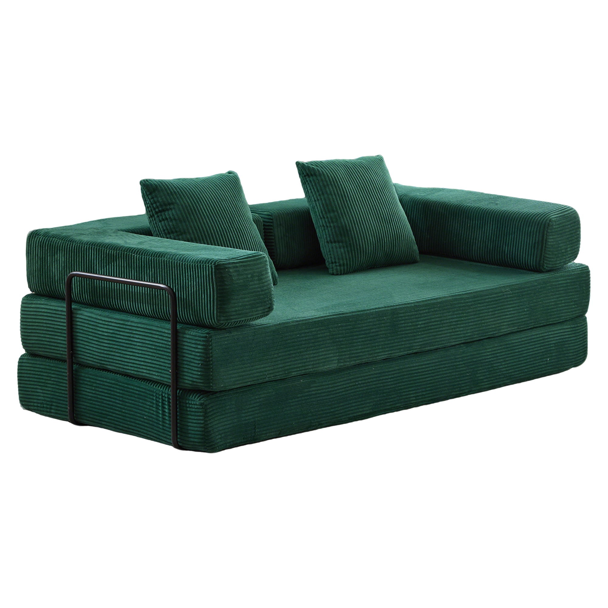 Floor Couch, Convertible Floor Sofa Bed With Pillow Back Support Armrest