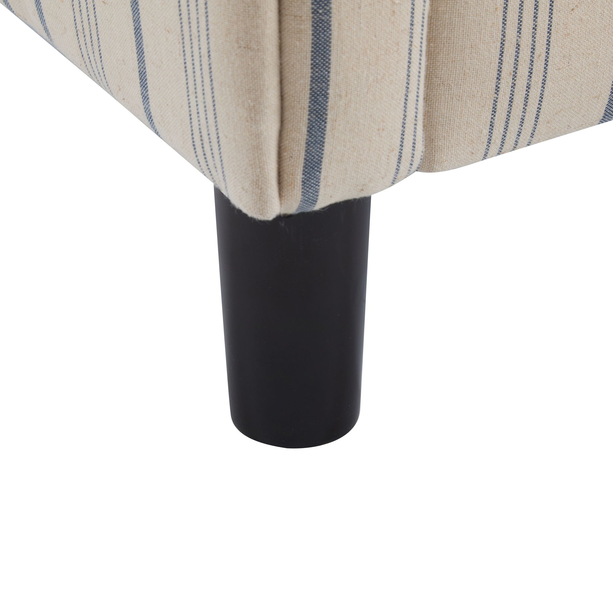 Modern Barrel Fabric Striped Barrel Chair With Channel Stitching - Beige / Blue Stripe