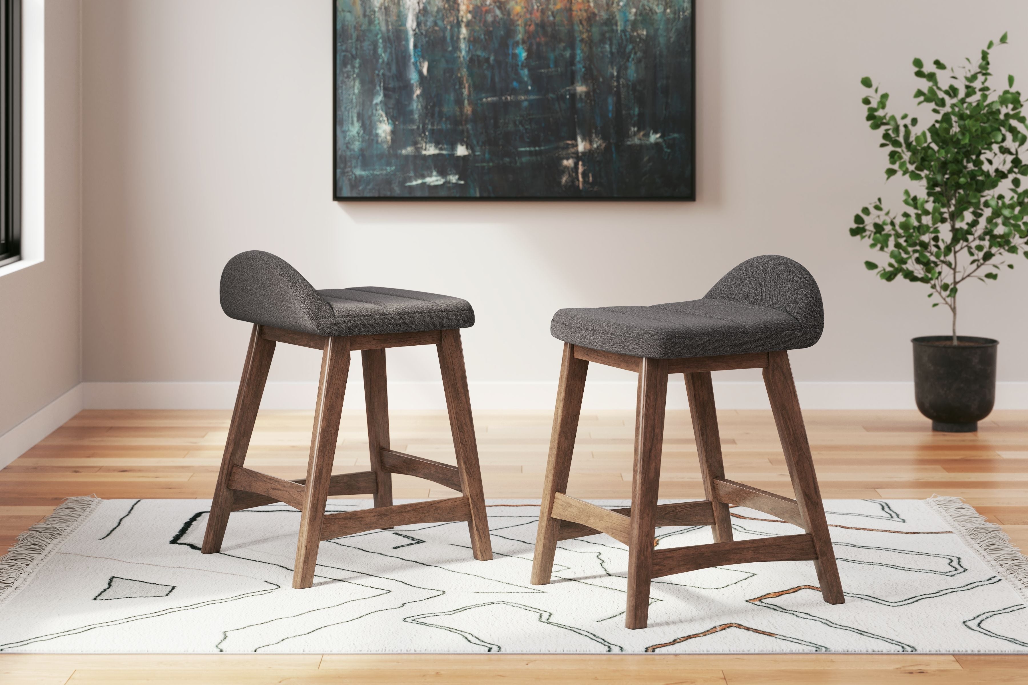 Signature Design by Ashley® Lyncott - Upholstered Barstool (Set of 2) | Meri Furniture