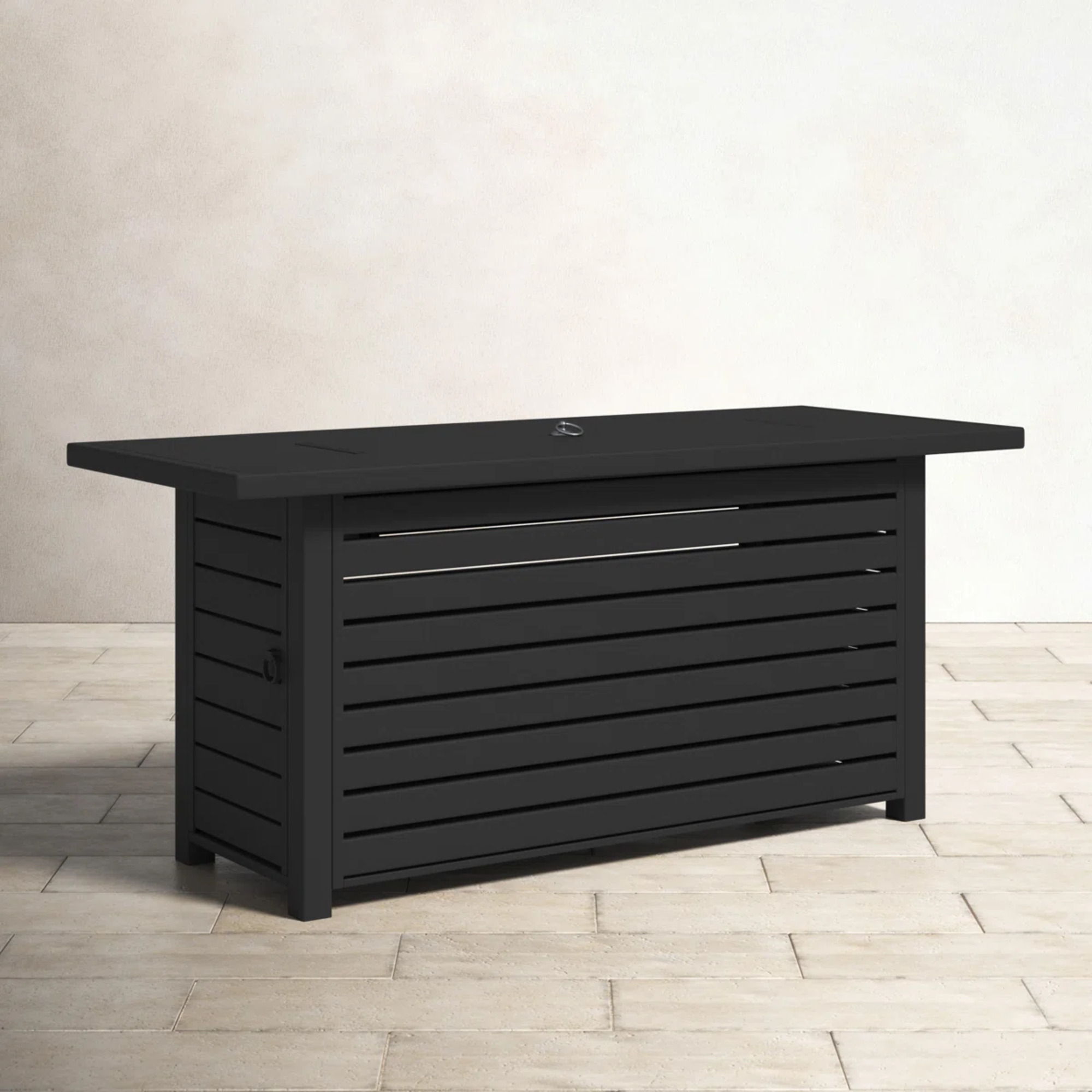 Casselton - Propane / Gas Outdoor Fire Pit Table With Lid - Black