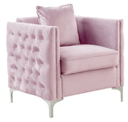 Bayberry 34"W Pink Velvet Chair with 1 Pillow