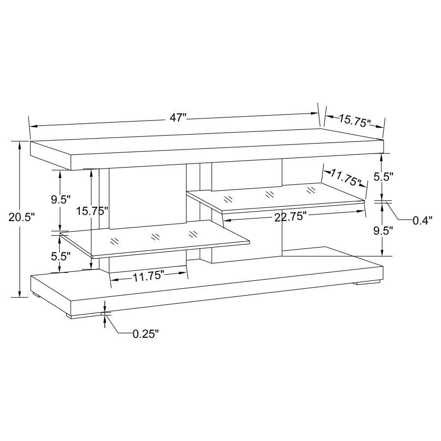 Coaster Fine Furniture Cogswell - 2-Shelf Wood TV Stand - White High Gloss | Meri Furniture