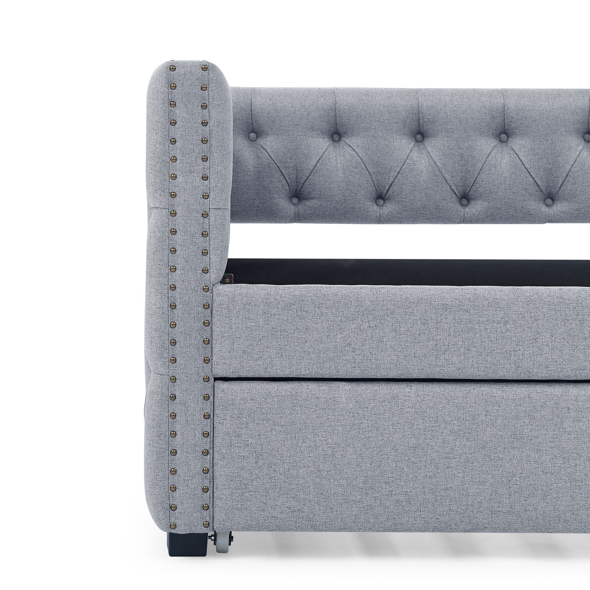 Inspired Upholstered Daybed With Trundle, Button Tufted