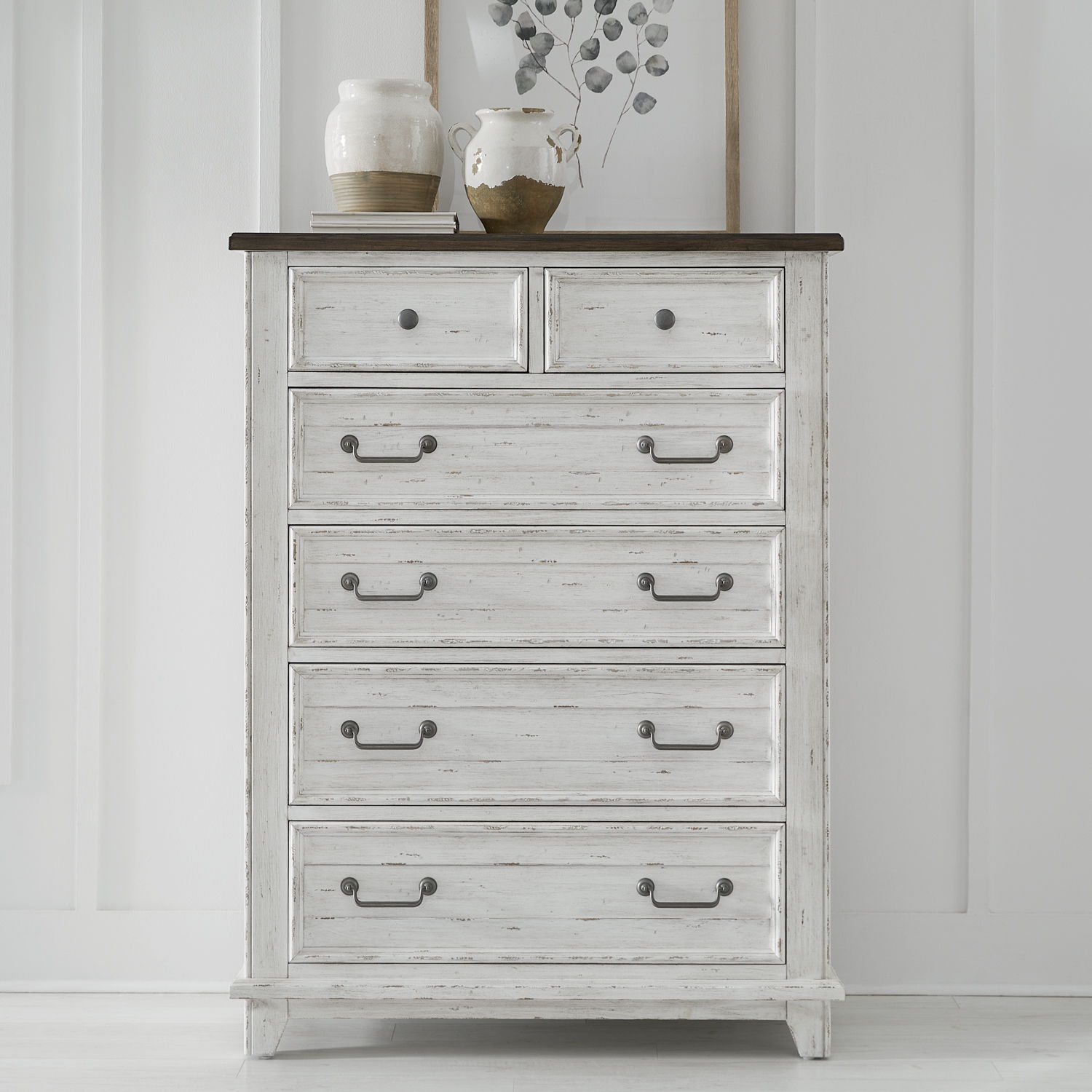 Liberty Furniture River Place - 6 Drawer Chest - White | Meri Furniture