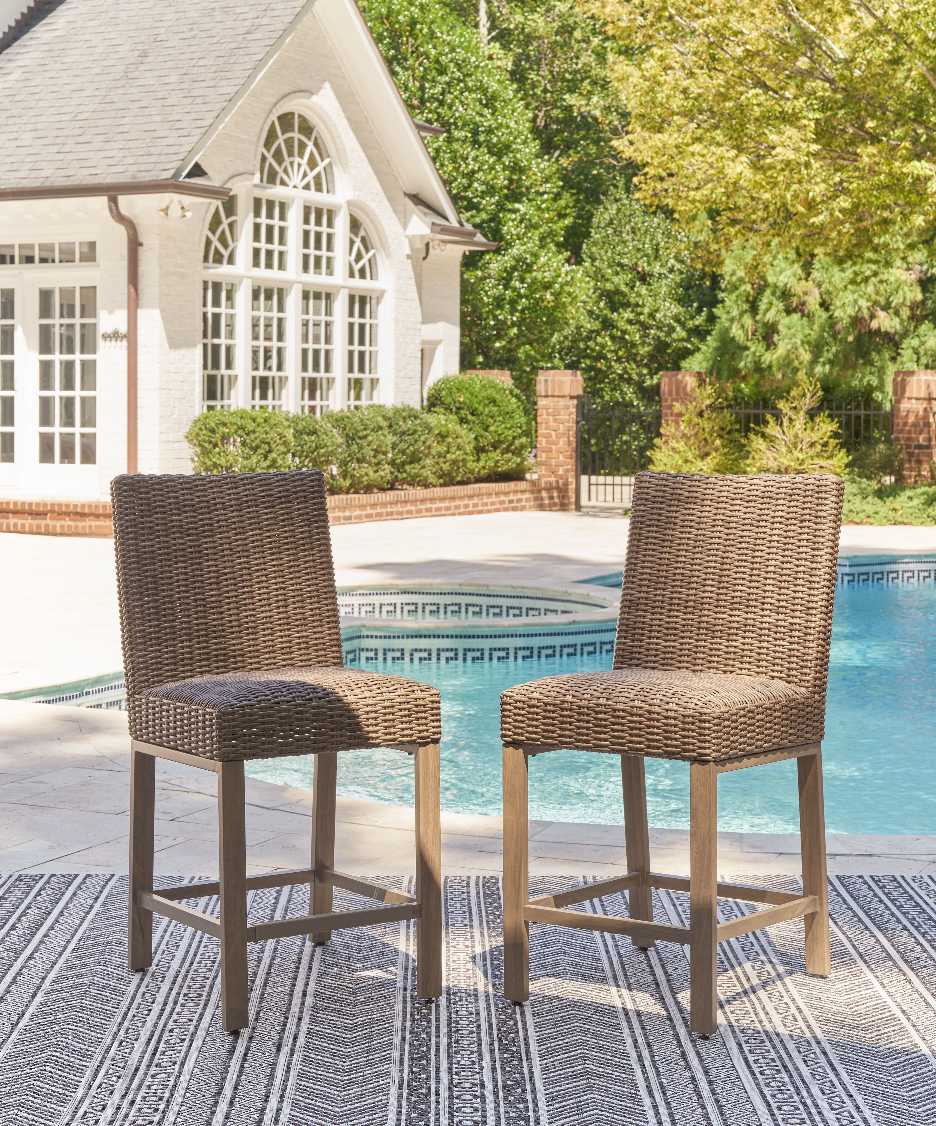 Signature Design by Ashley® Walton Bridge - Driftwood - Barstool (Set of 2) | Meri Furniture