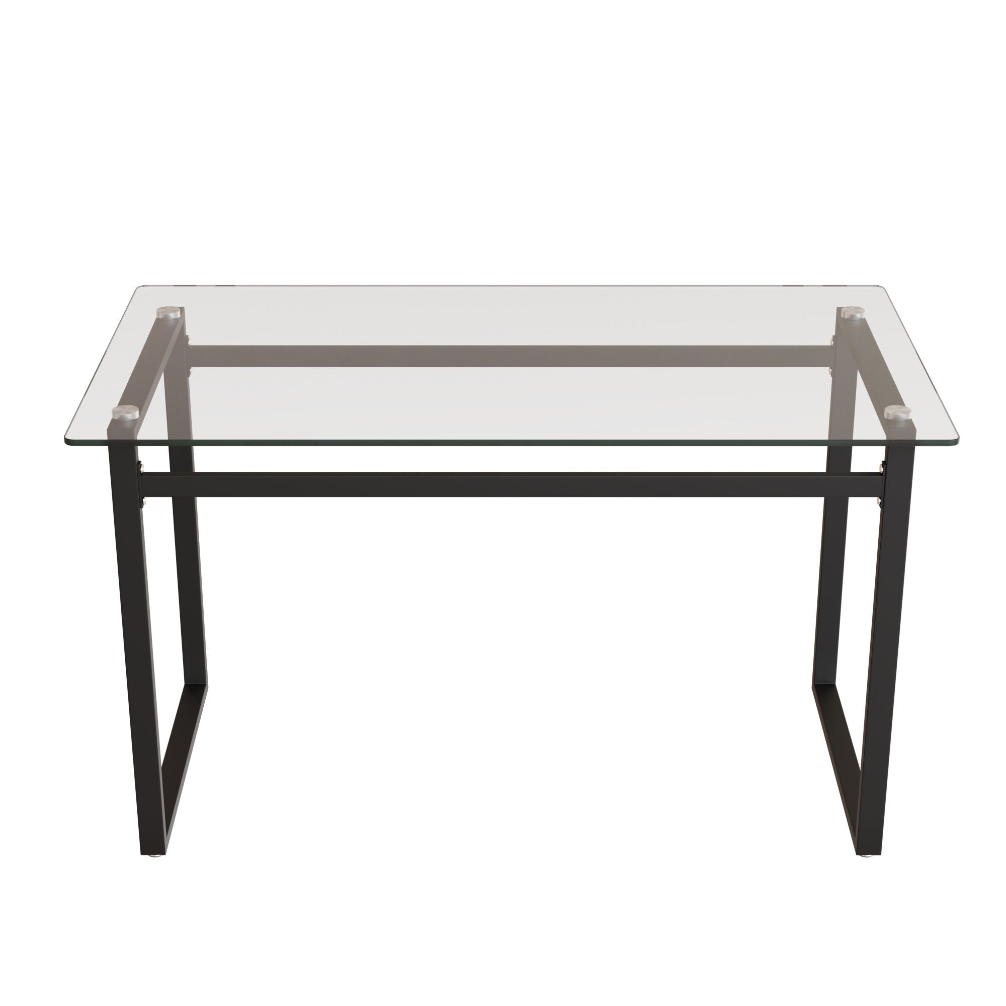 Modern Minimalist Rectangular Dining Table With Tempered Glass Top