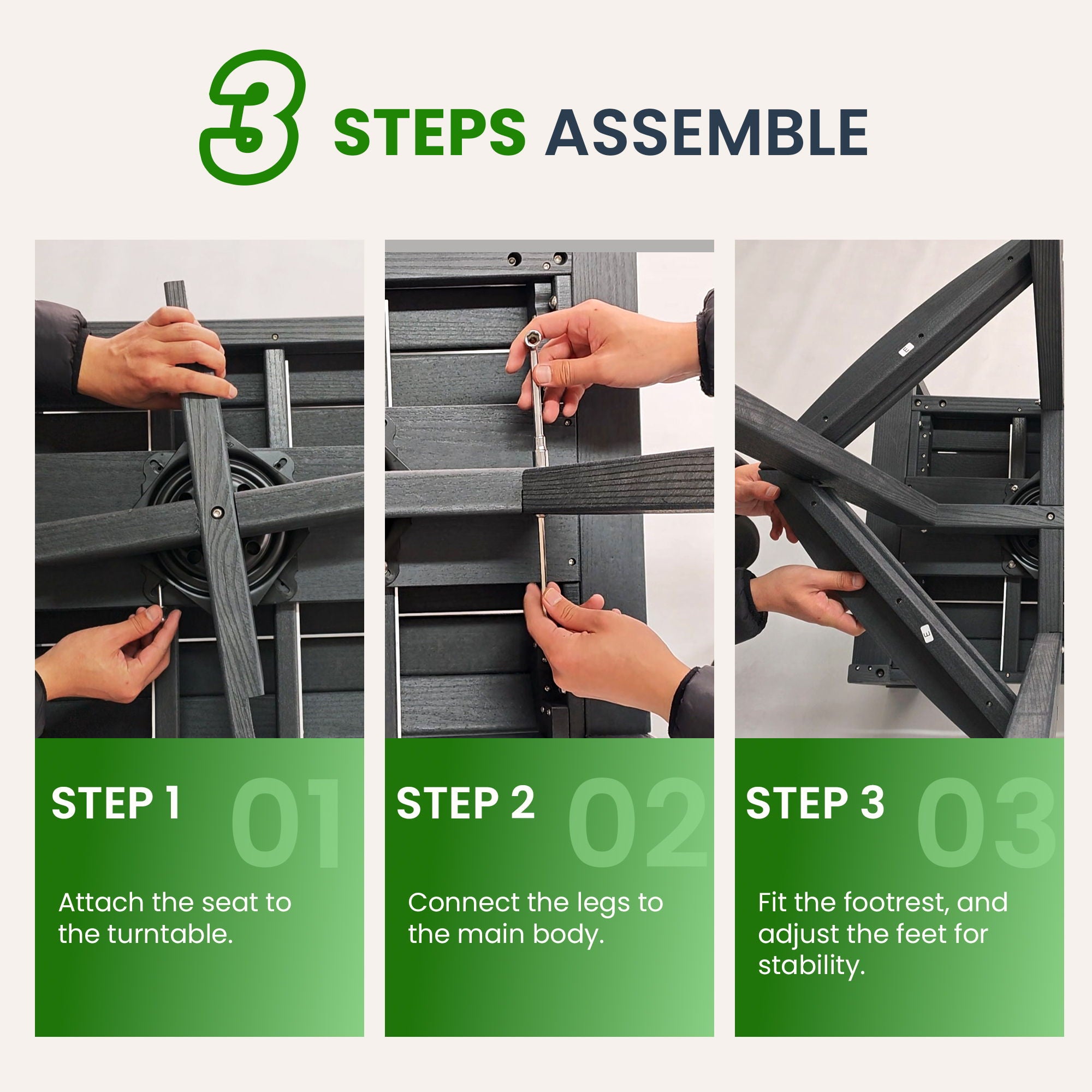 Outdoor Swivel Bar Chair, Ladderback With Wide & Thickened Frame