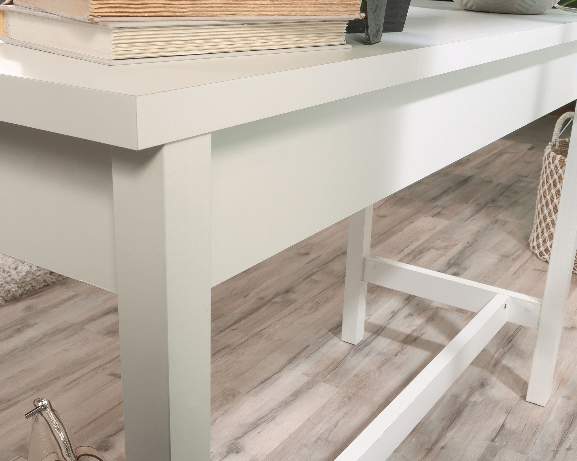 Rustic Writing Desk with Drawers in Soft White