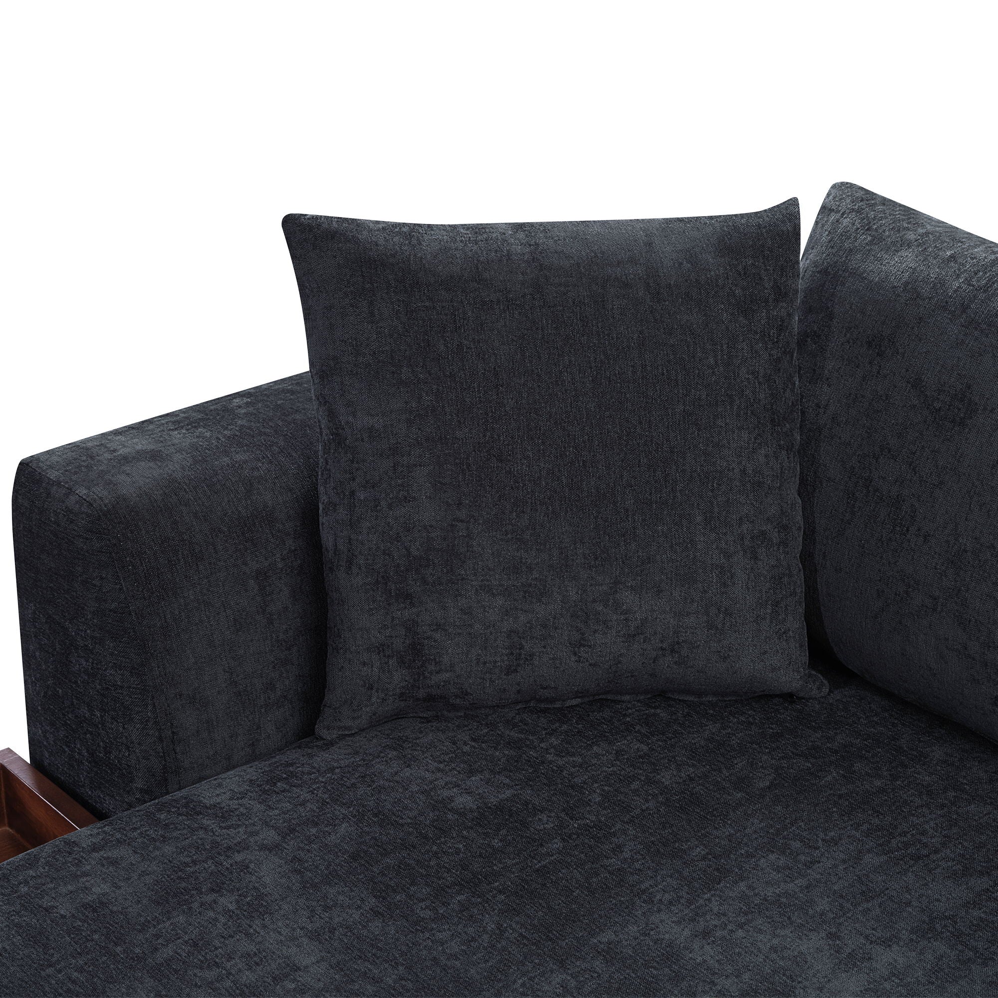 Modern L Shaped Sectional Sofa With Chenille Upholstery And Wooden Storage