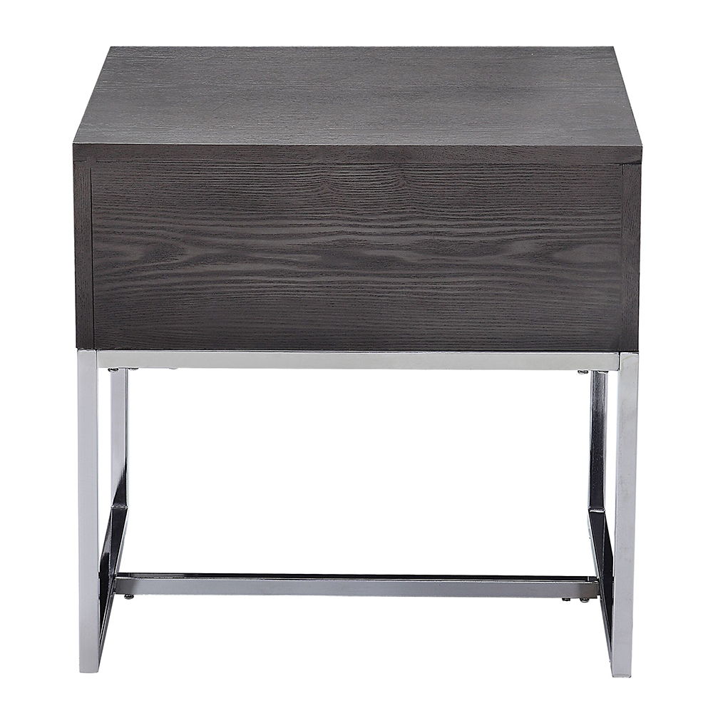 Iban - End Table - Gray Oak & Chrome