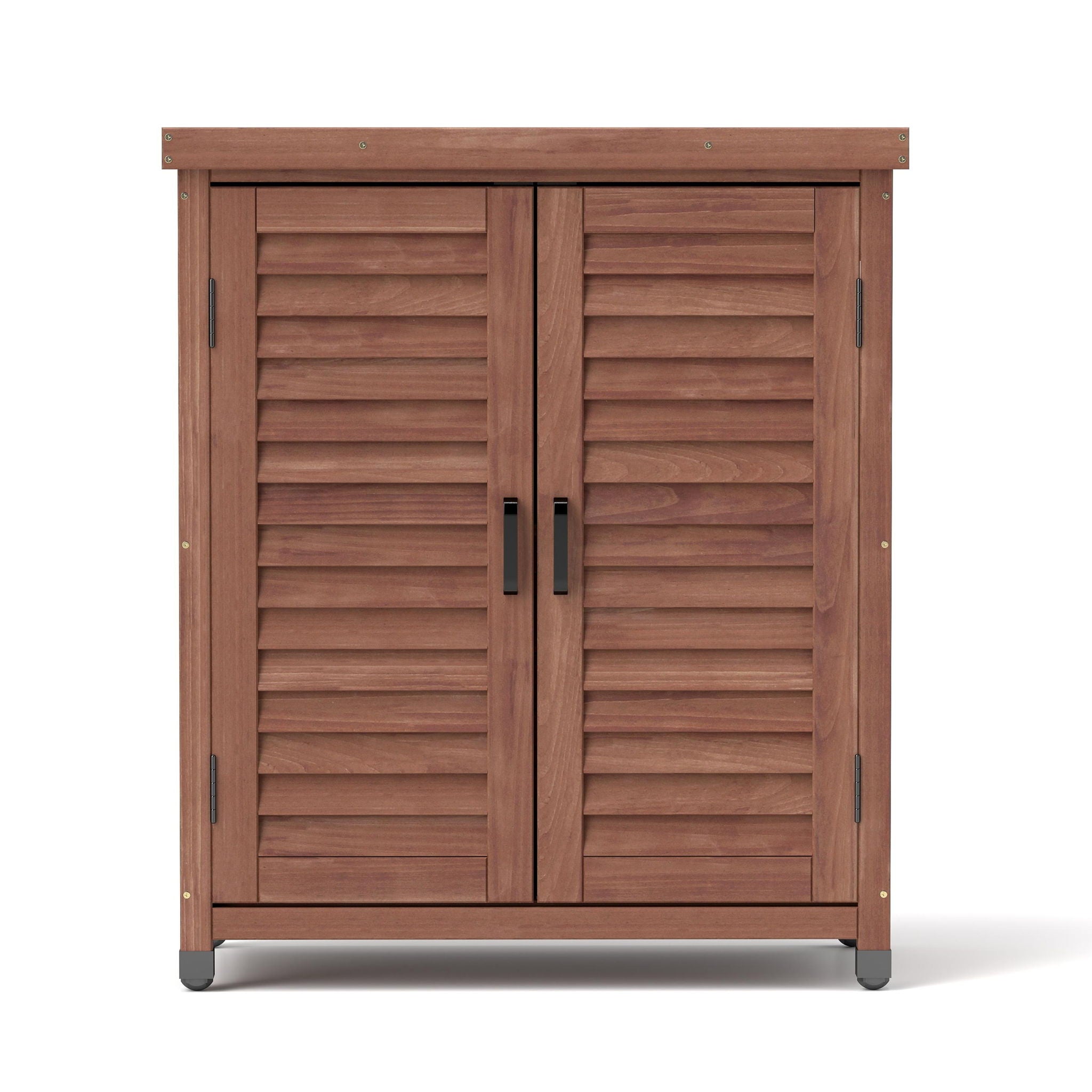 Potting Bench With Storage Cabinet And Metal Table Top For Outdoor