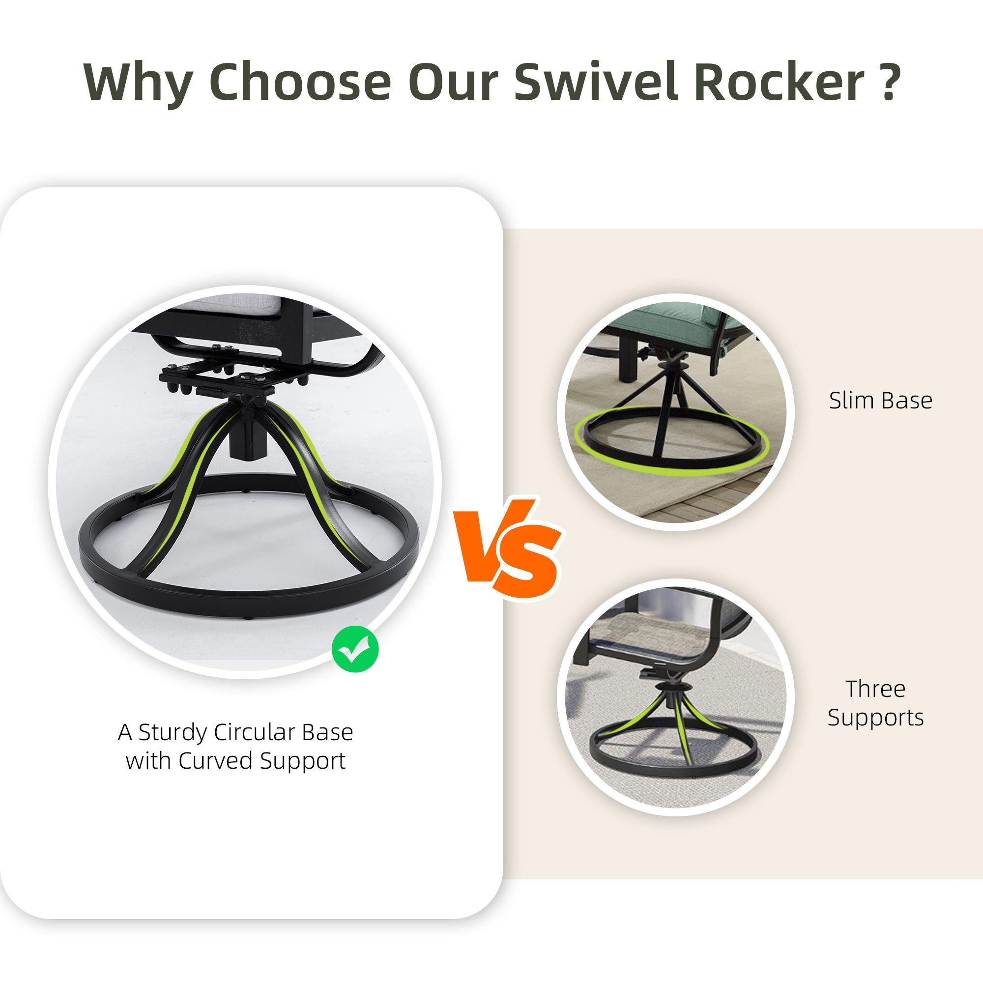 Outdoor Patio Swivel Rocker With Outdoor Grade Sunbrella Cushions, Branch Like Backrest (Set of 2) - Bourbon Brown