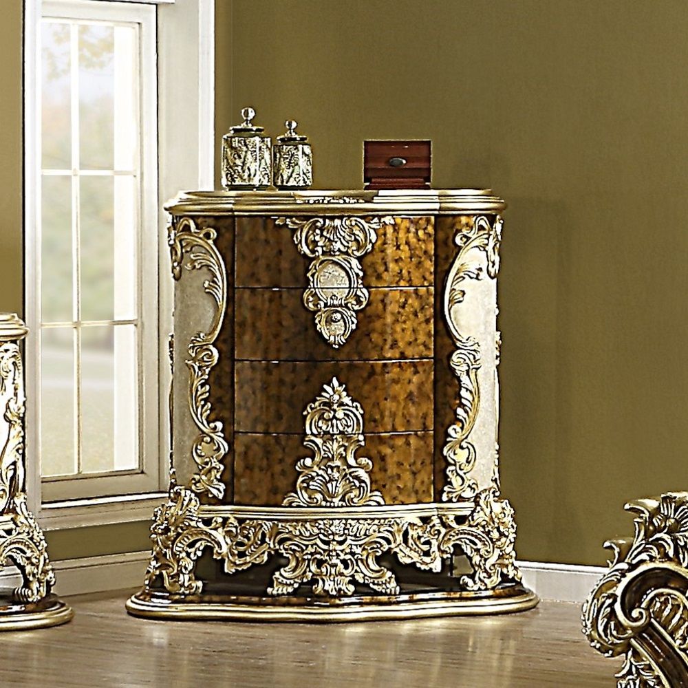ACME Desiderius - Chest - Antique Gold & Hand Painted Brown | Meri Furniture