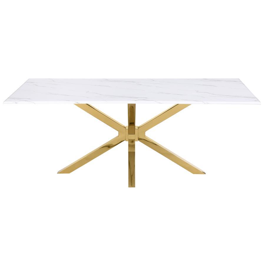 Coaster Fine Furniture Venera - Rectangular Faux Marble Dining Table - White | Meri Furniture