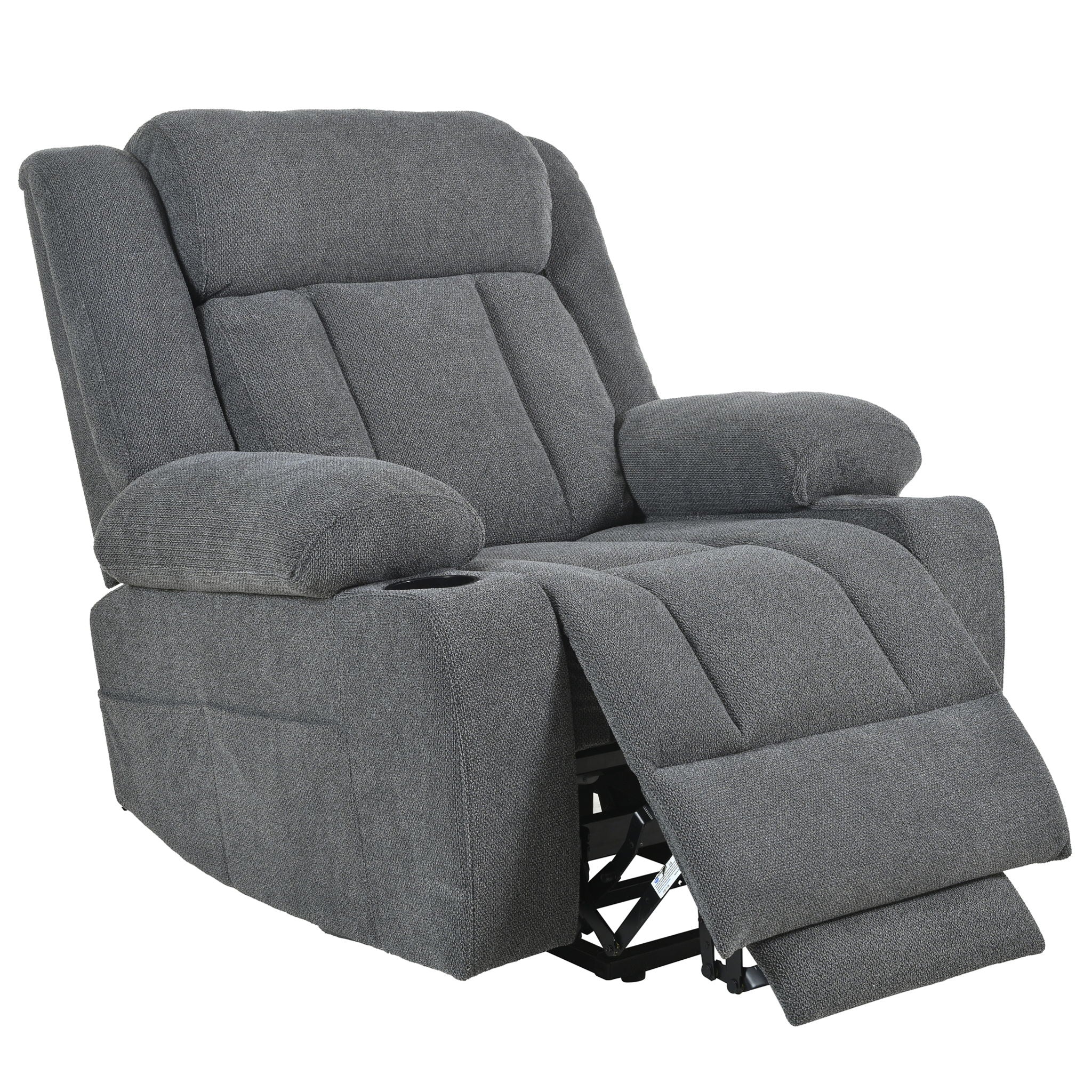 Power Lift Recliner Chair With Extended Footrest, Remote Control, Cup Holders, And Side Pockets