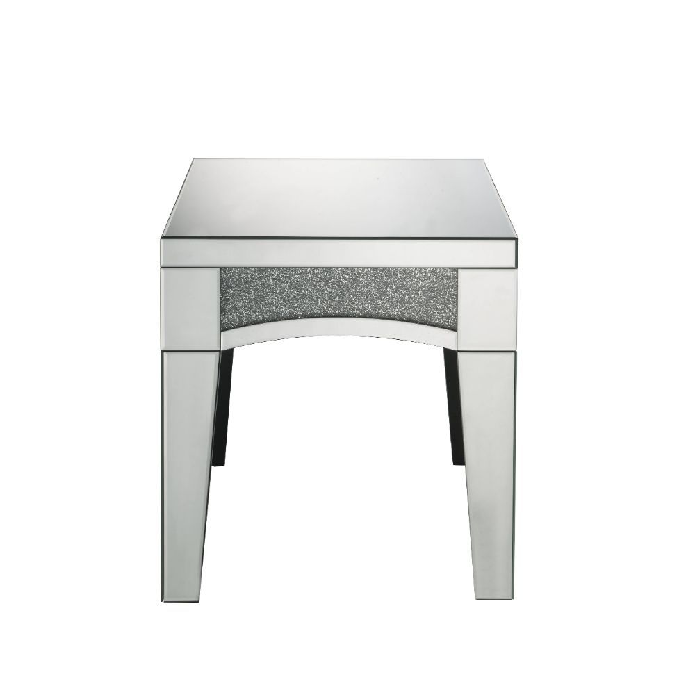 ACME Nowles - End Table - Mirrored & Faux Stones | Meri Furniture