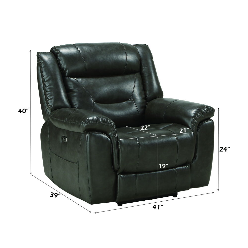 Imogen - Power Motion Recliner With USB - Gray Leather-Aire