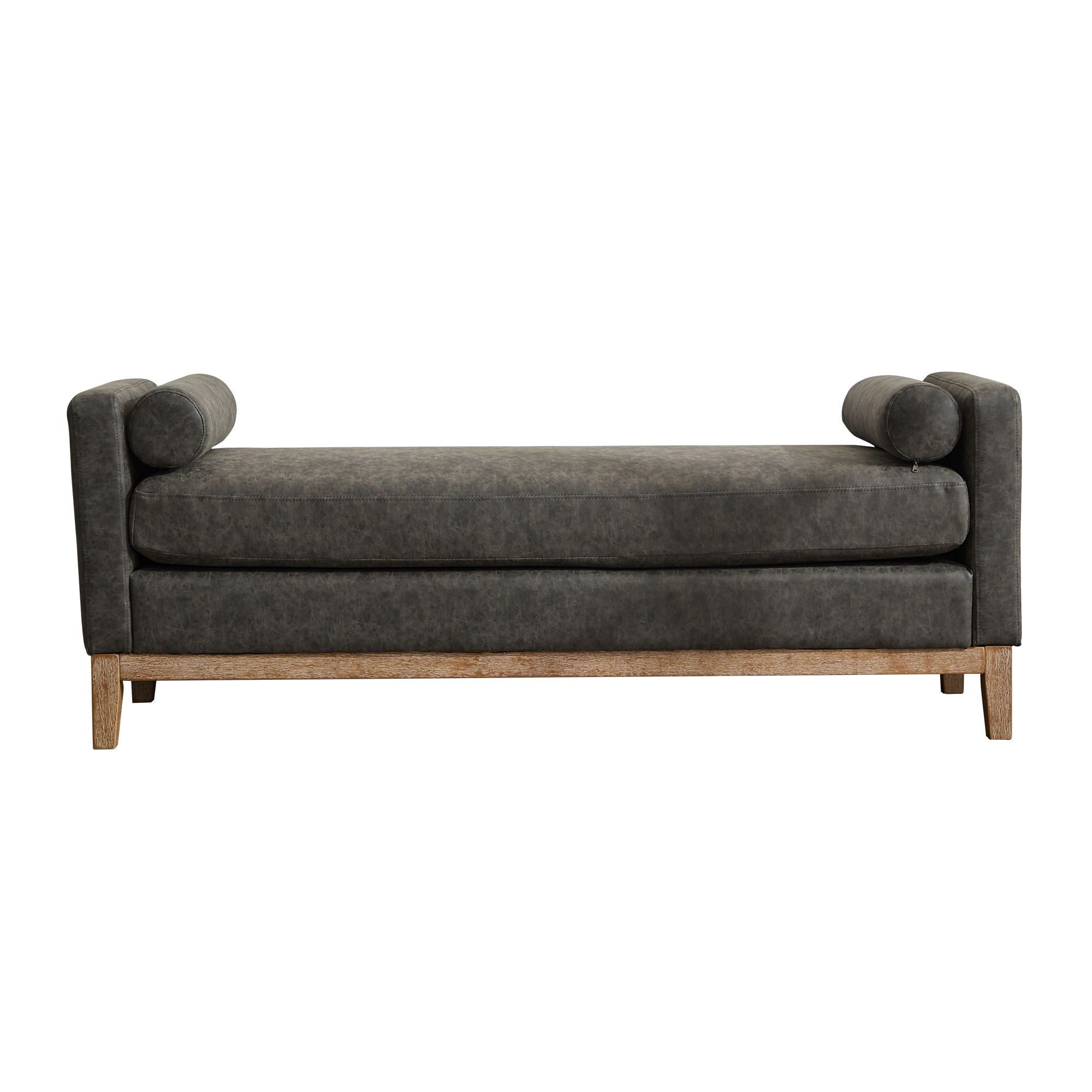 Elegant Upholstered Bench Daybed Ottoman With Bolster Pillows