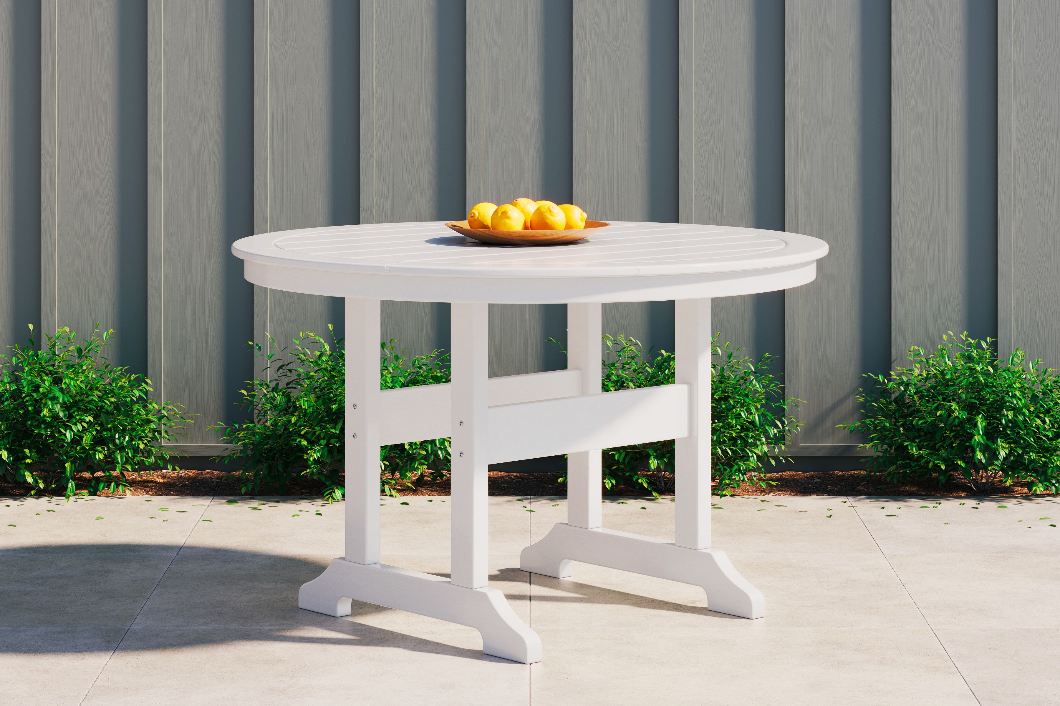 Signature Design by Ashley® Crescent Luxe - White - Round Dining Table W/Umb Opt | Meri Furniture