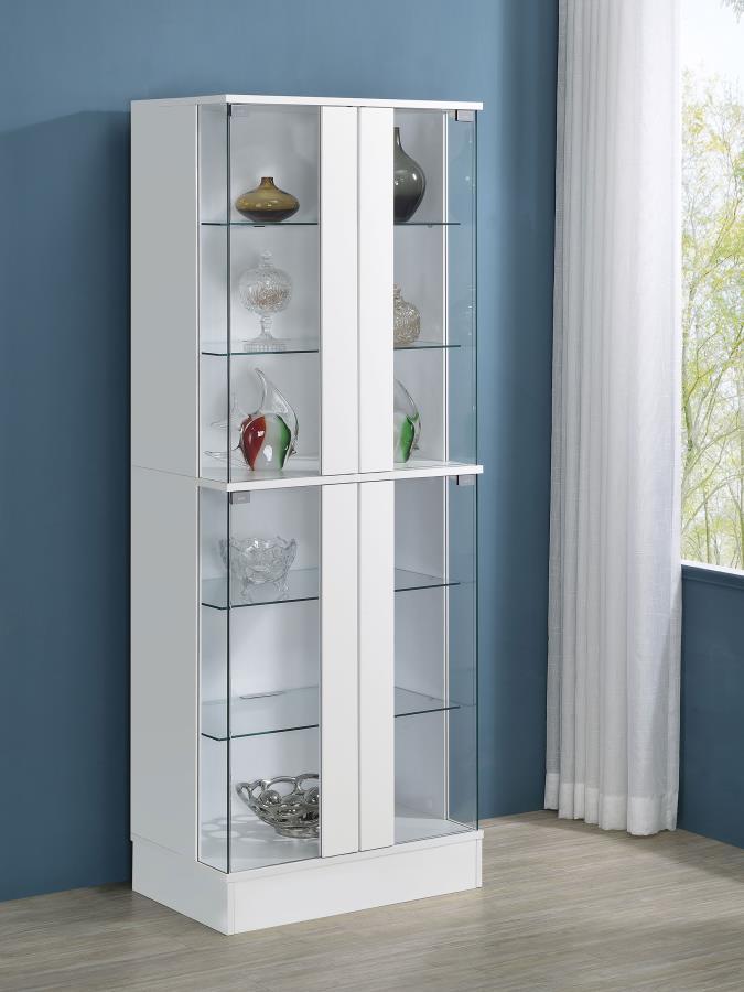 Coaster Fine Furniture Cabra - 4-door LED Curio Display Cabinet | Meri Furniture