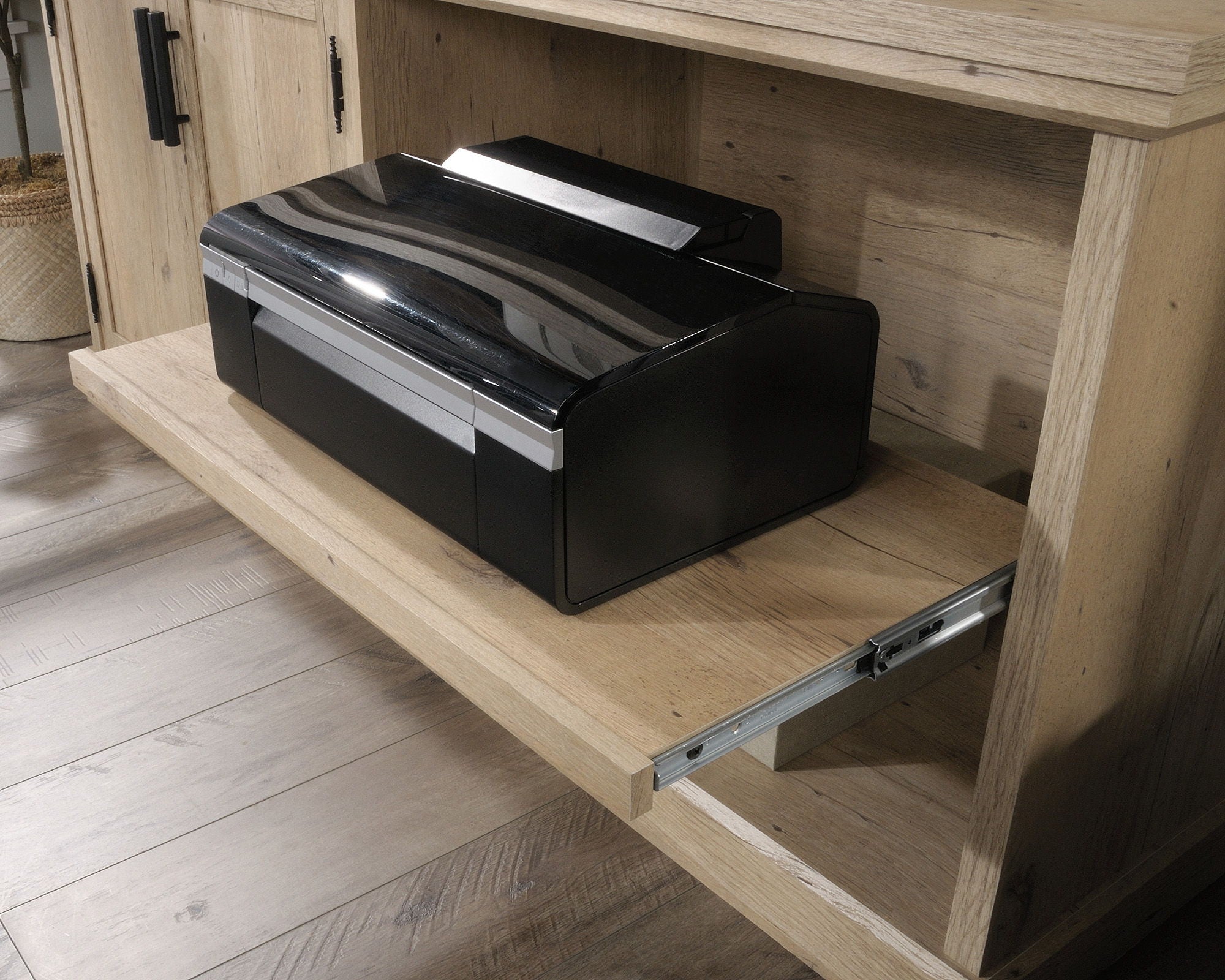 Spacious Prime Oak Wood Storage Credenza