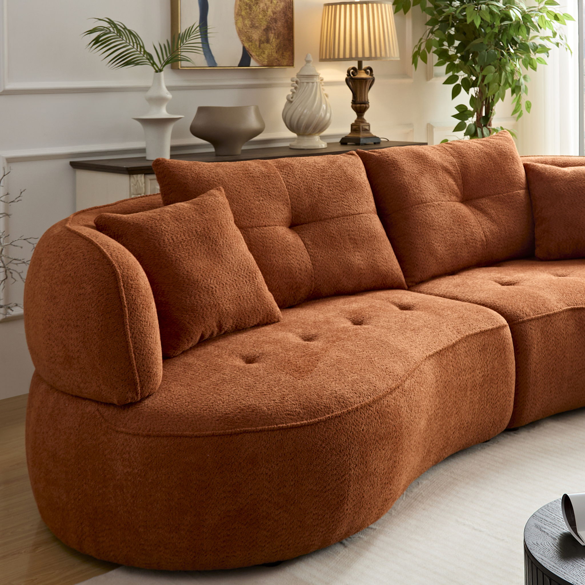 Modular Sofa, Durable Fabric, Solid Wood Frame, High Density Sponge Padding, Seating For 4