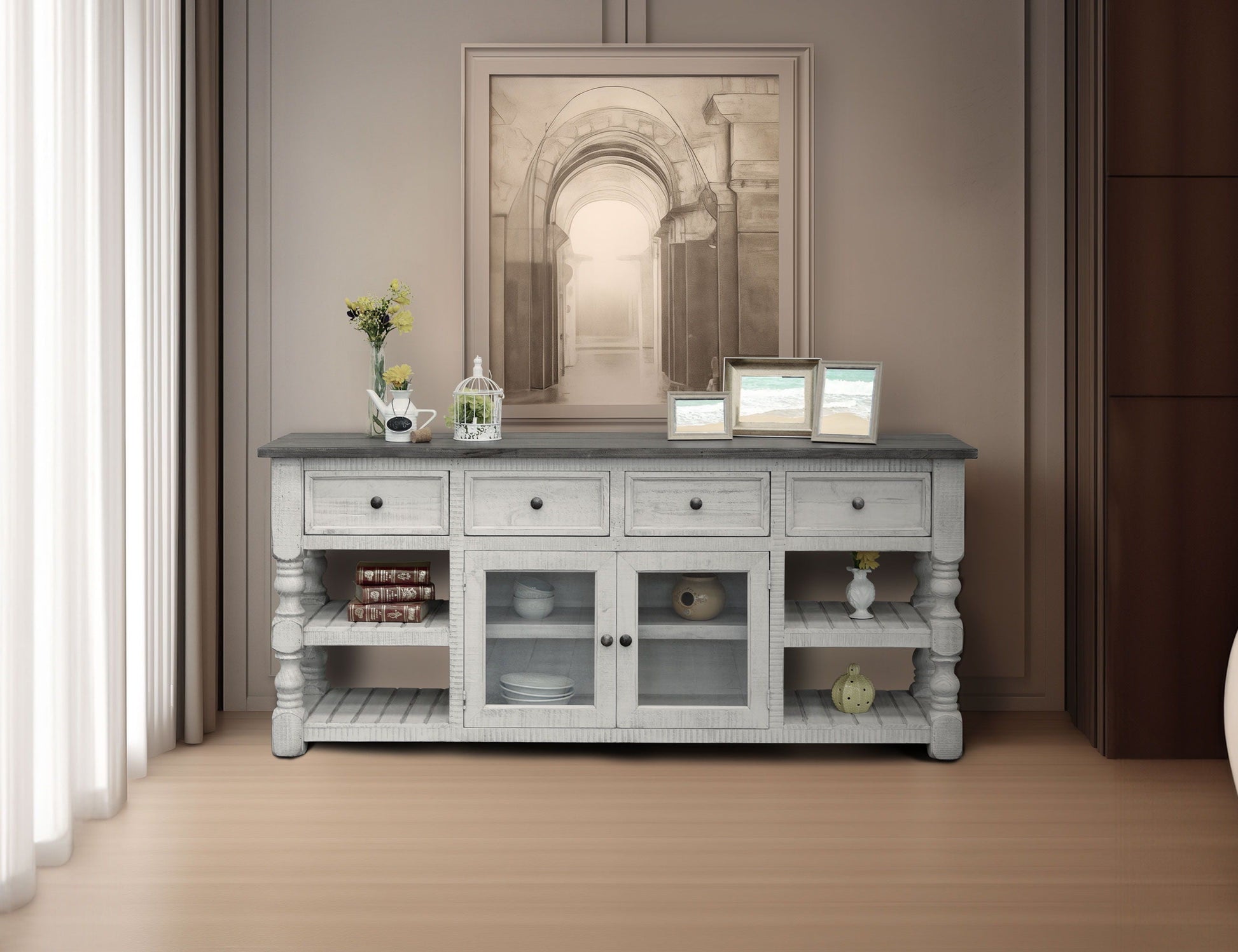 International Furniture Direct Stone - TV Stand with Drawers | Meri Furniture